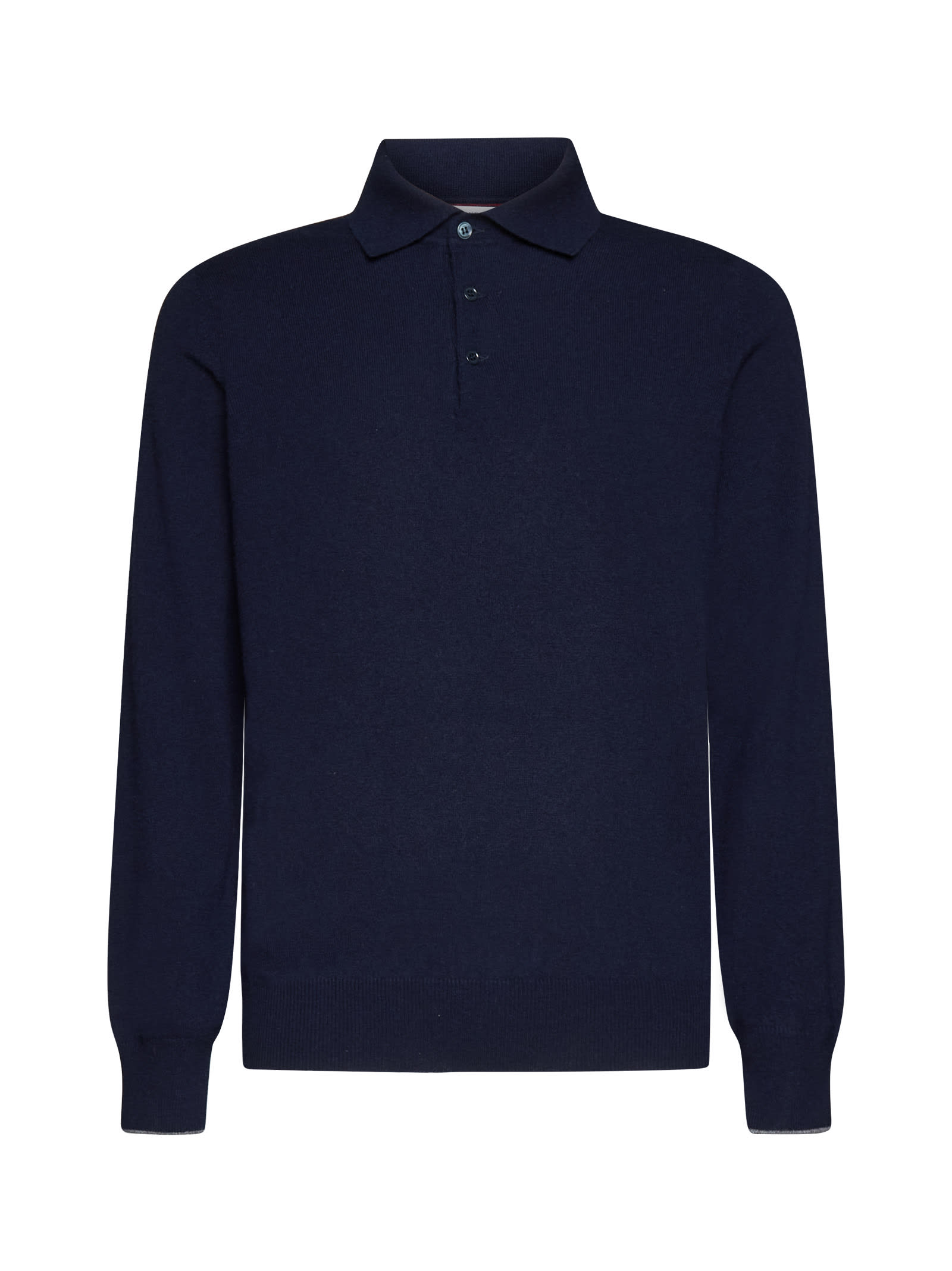 Brunello Cucinelli Cashmere Polo Sweater In Blu