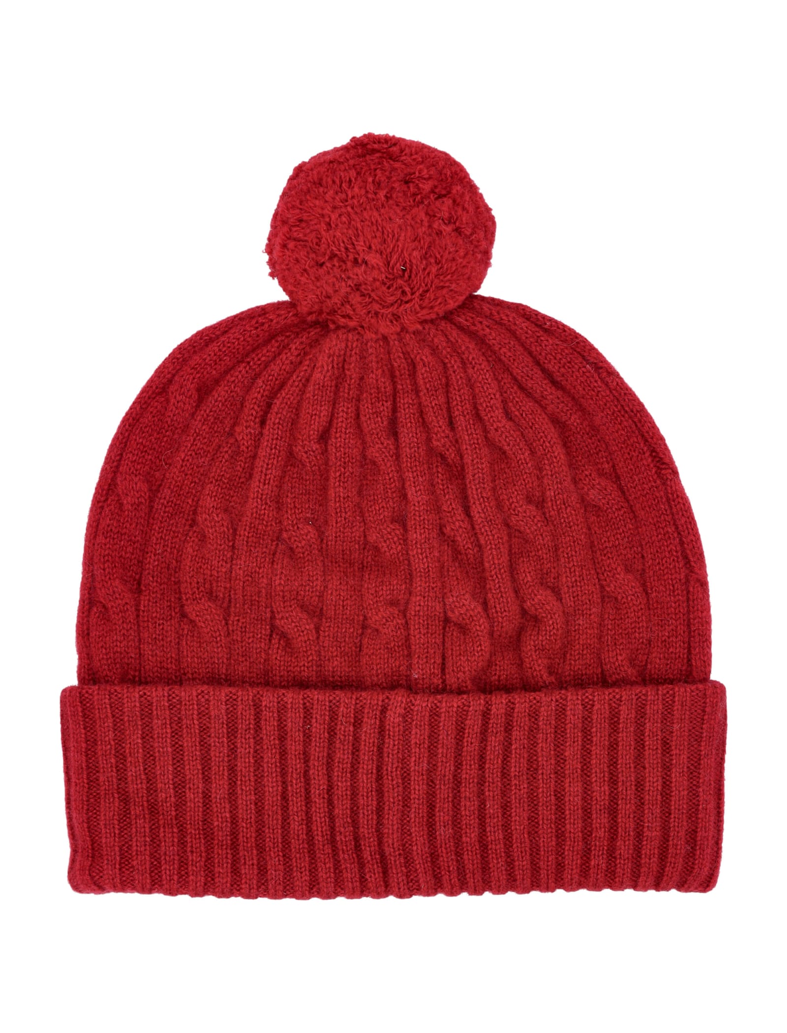 Shop Polo Ralph Lauren Cable Knit Beanie In Holiday Red