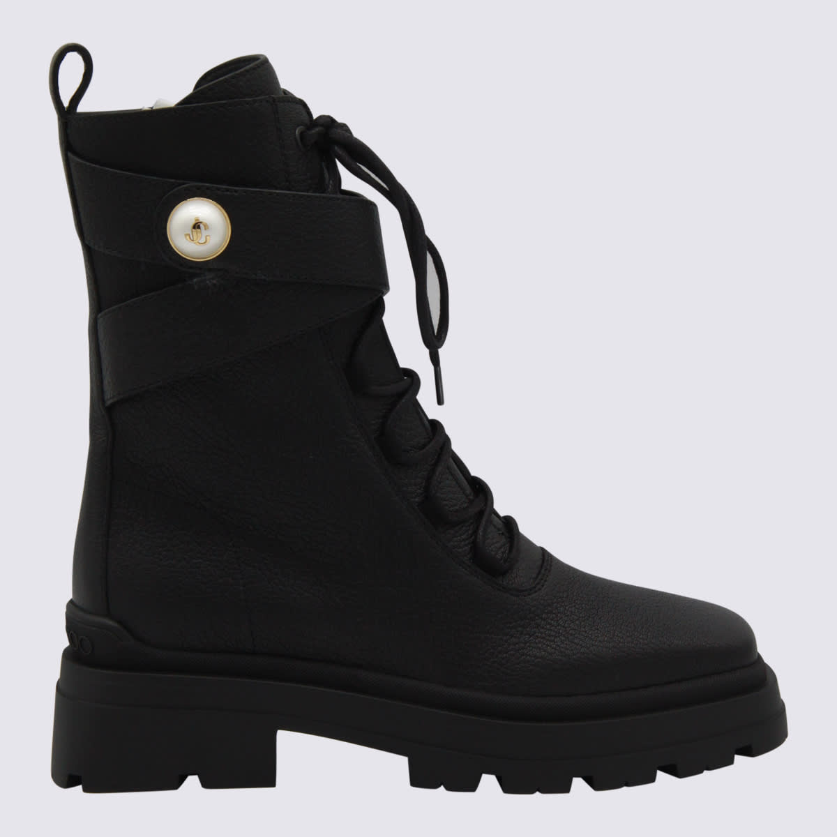 Jimmy Choo Chunky Sole Ankle Boots With Strap Detail In Black