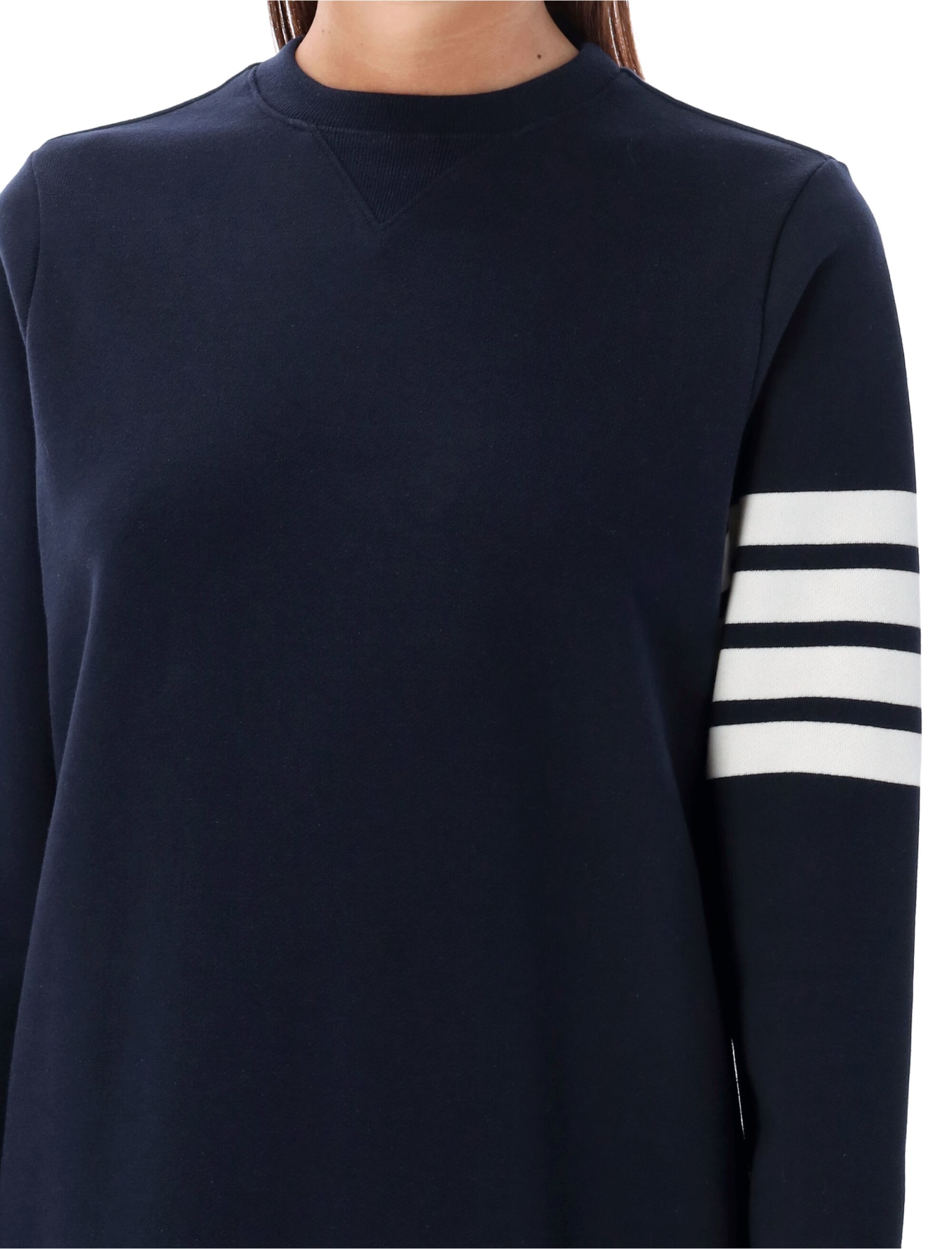 Shop Thom Browne Below Knee Sweater Dress In Navy