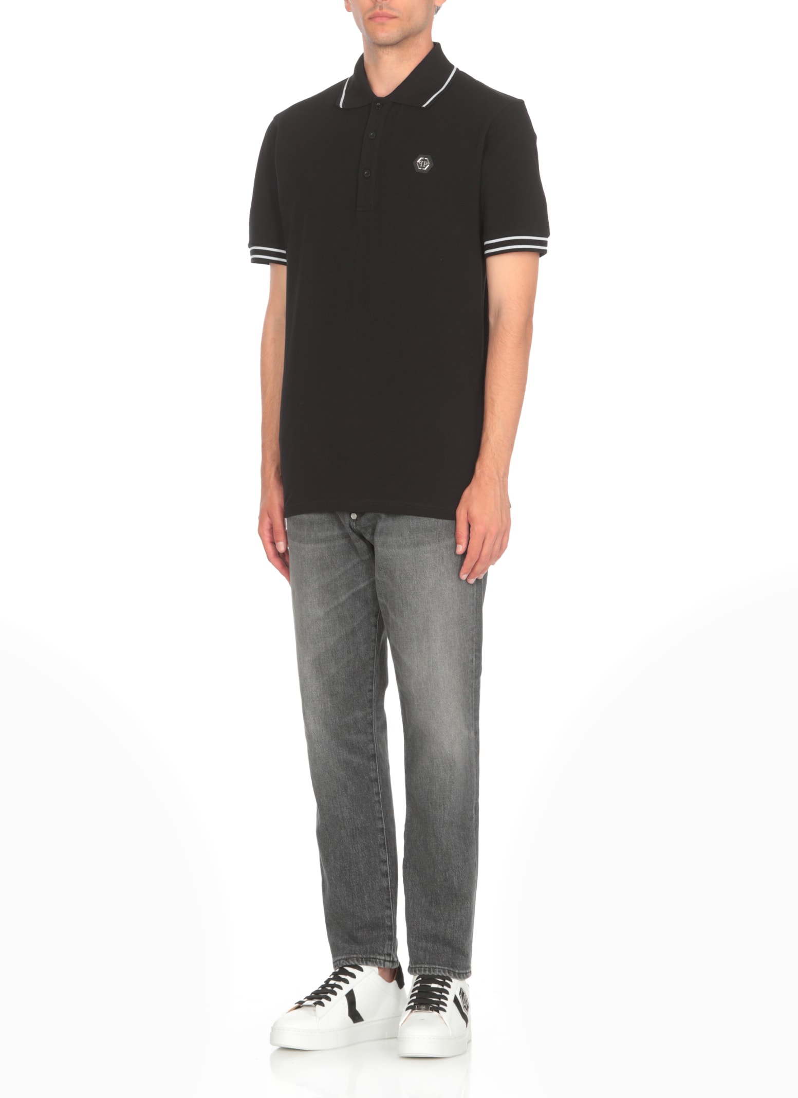 Shop Philipp Plein Hexagon Polo Shirt In Black