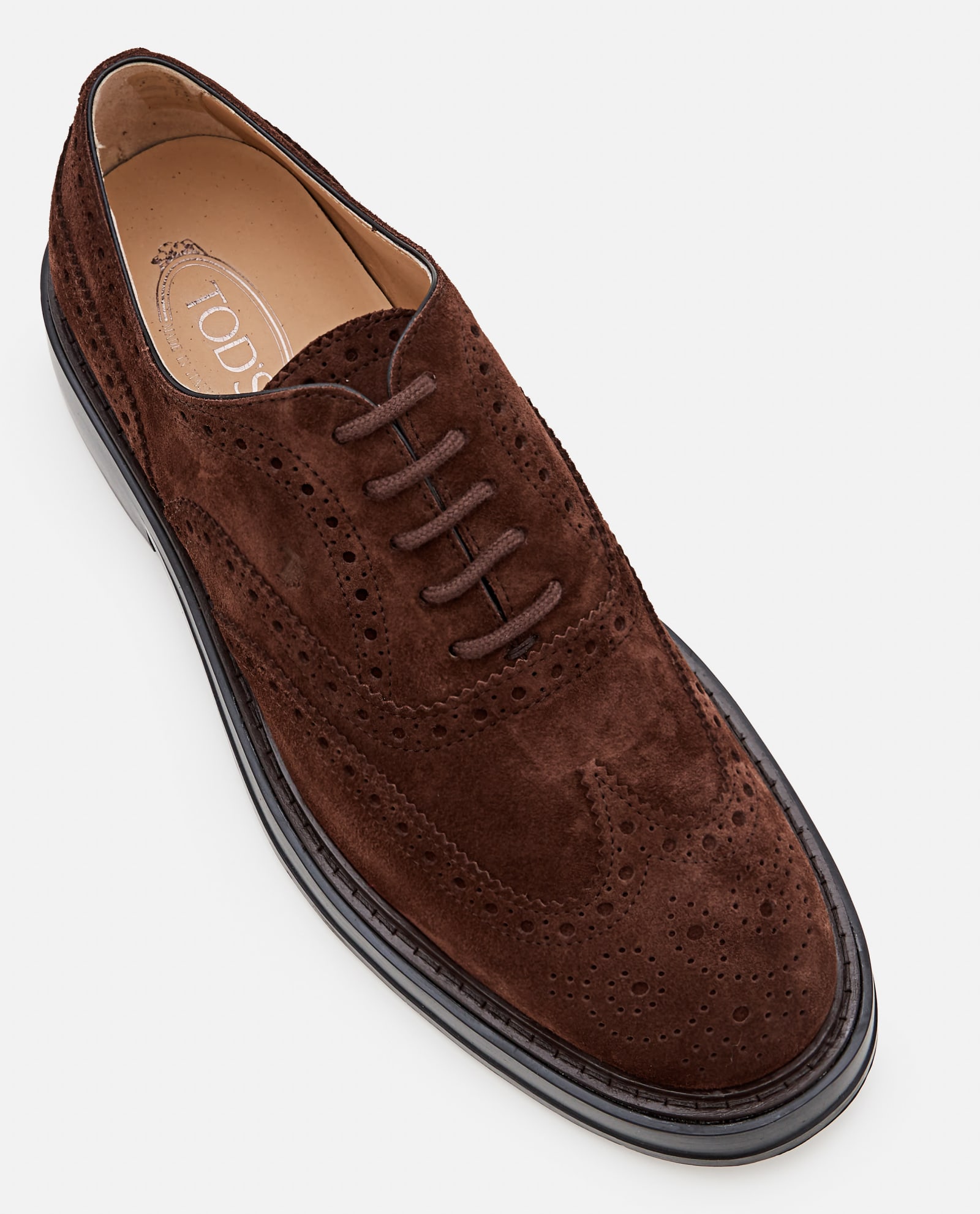 Shop Tod's Suede Lace-up Shoes In Brown