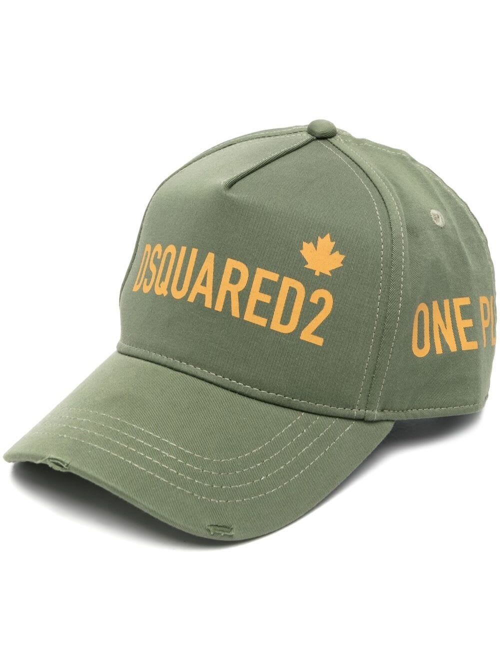 Dsquared2 D-squared2 Mans One Life One Planet Green Gabardine Cap