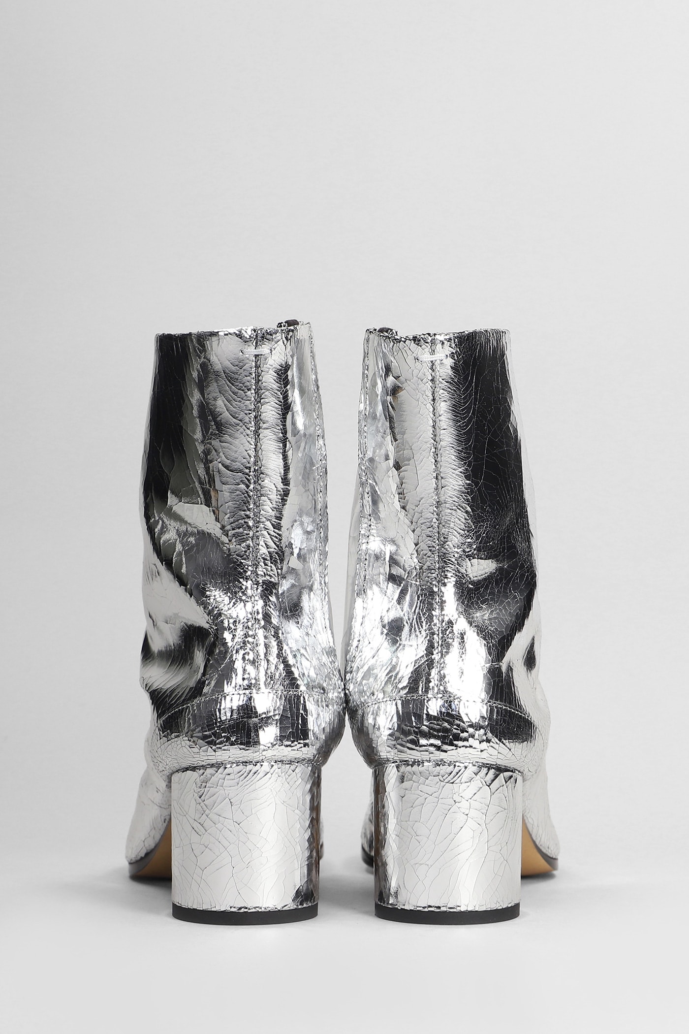 Shop Maison Margiela Tabi Ankle Boots In Silver Leather