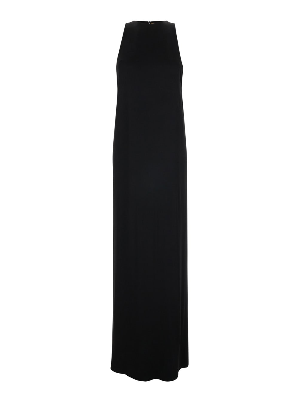 Black Back-tie Dress In Satin Crepe Woman