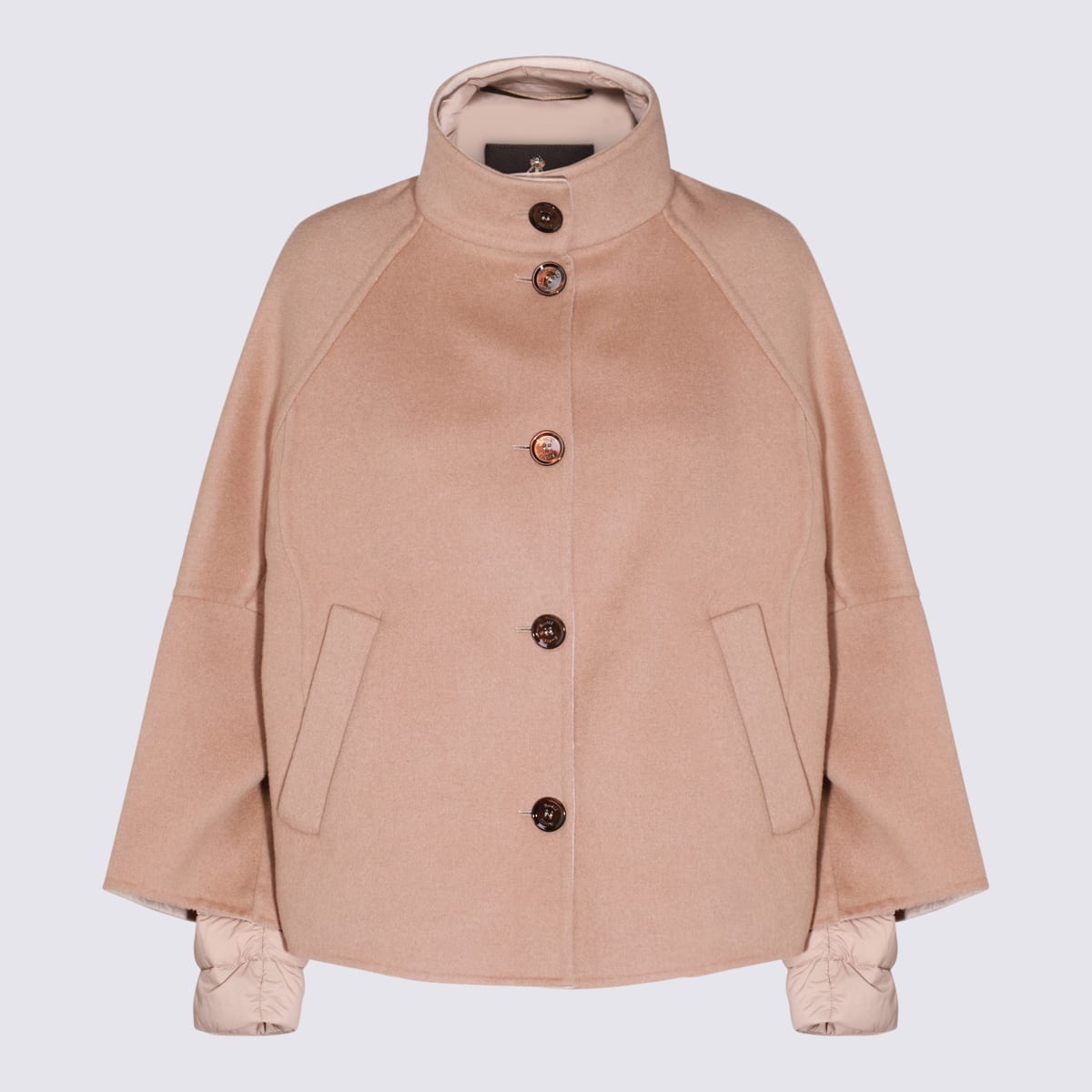 Shop Moorer Beige Wool Down Jacket In Nocciola/noce