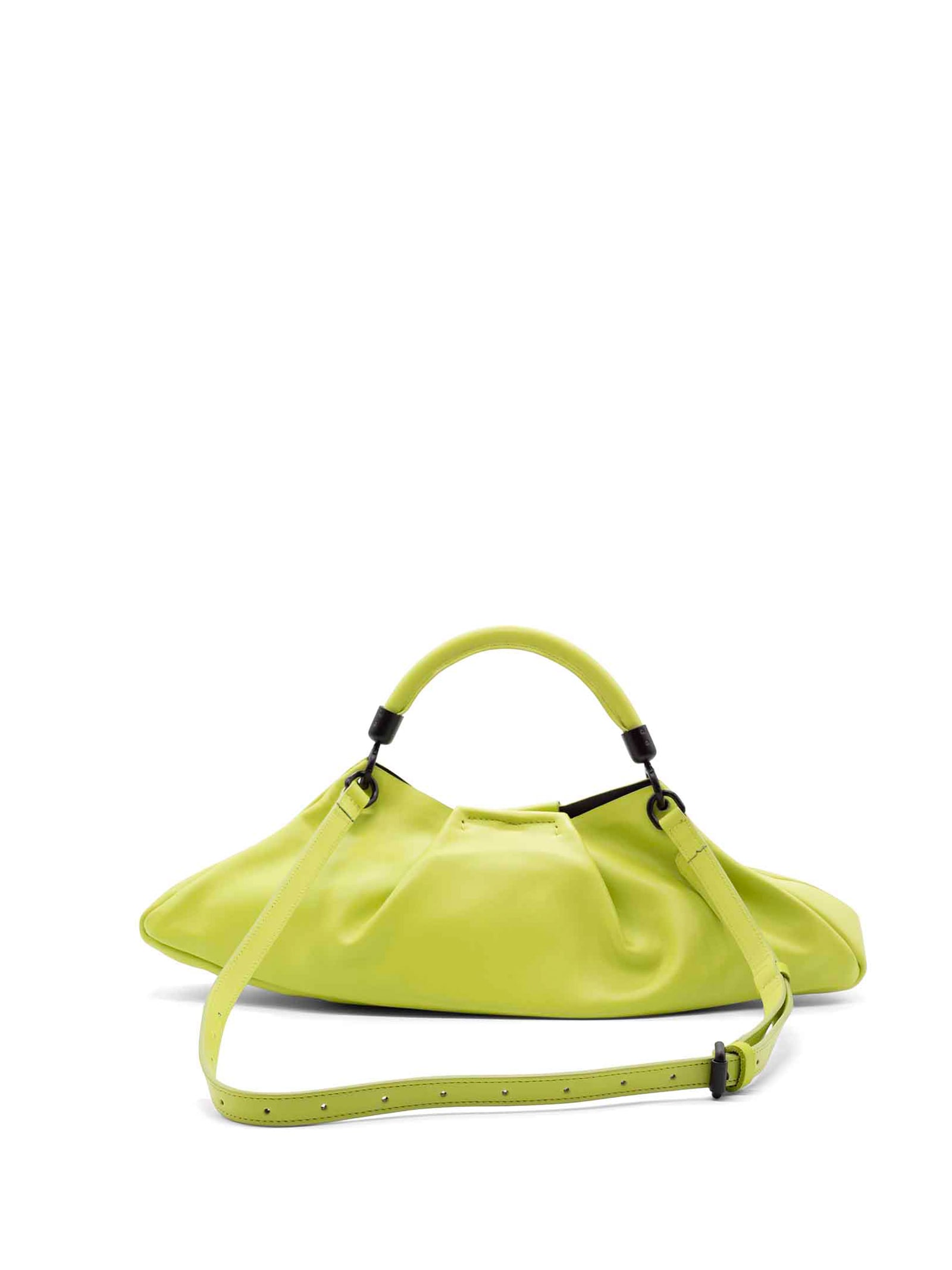 Shop Vic Matie Lime Green Leather Clutch Bag With Shoulder Strap In Cedar Green