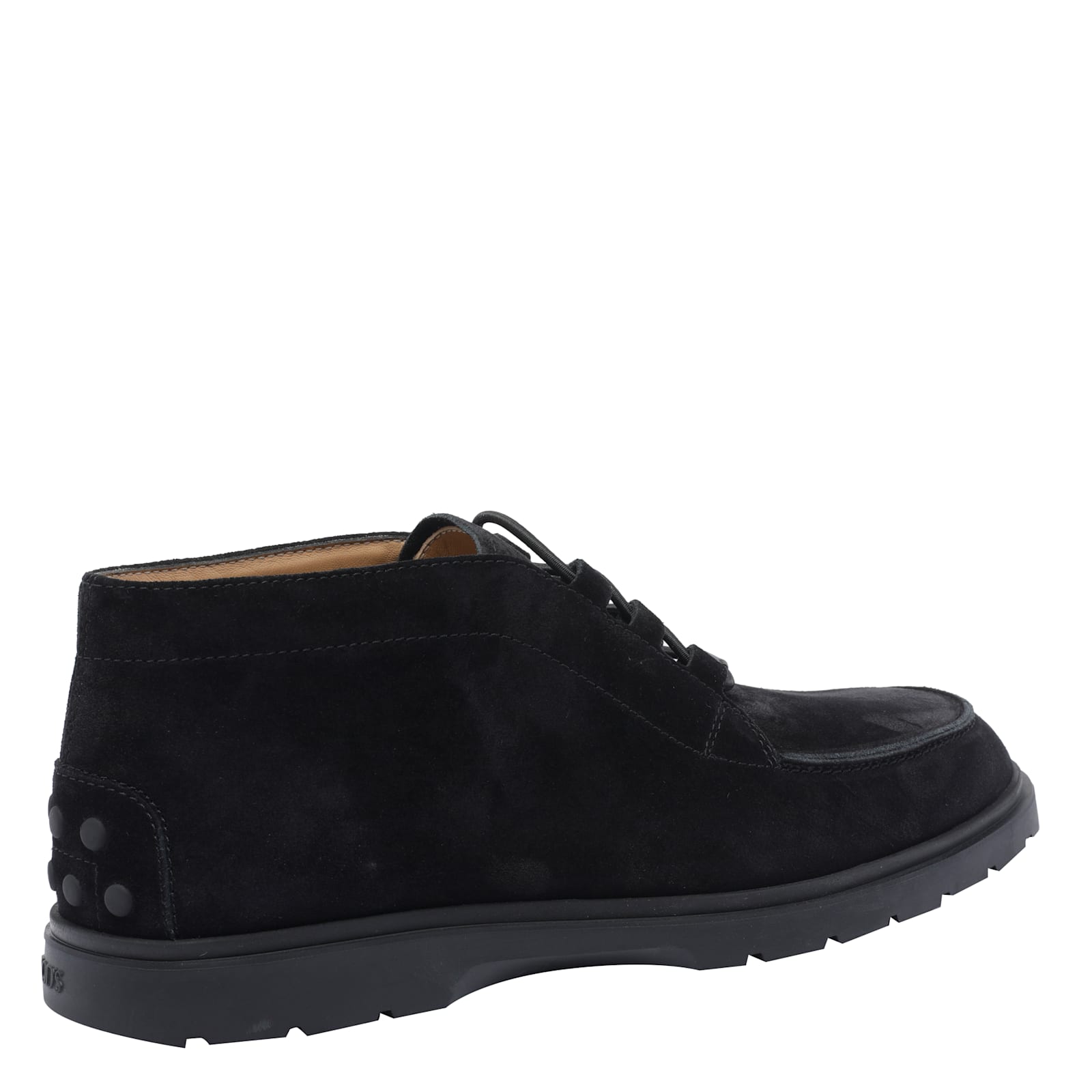 Tod's Suede Ankle Boot With Elastic Drawstring In Black
