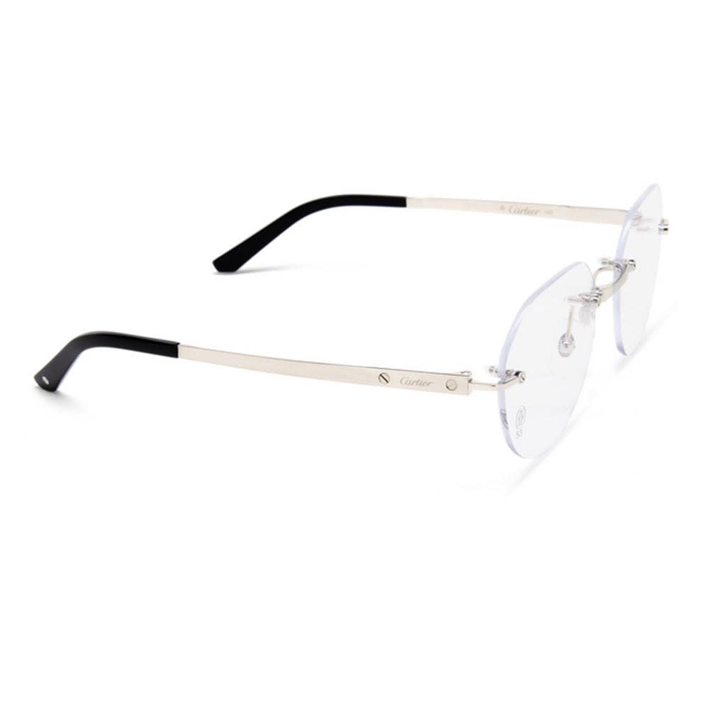 Shop Cartier Glasses In Siver E Nero Opaco