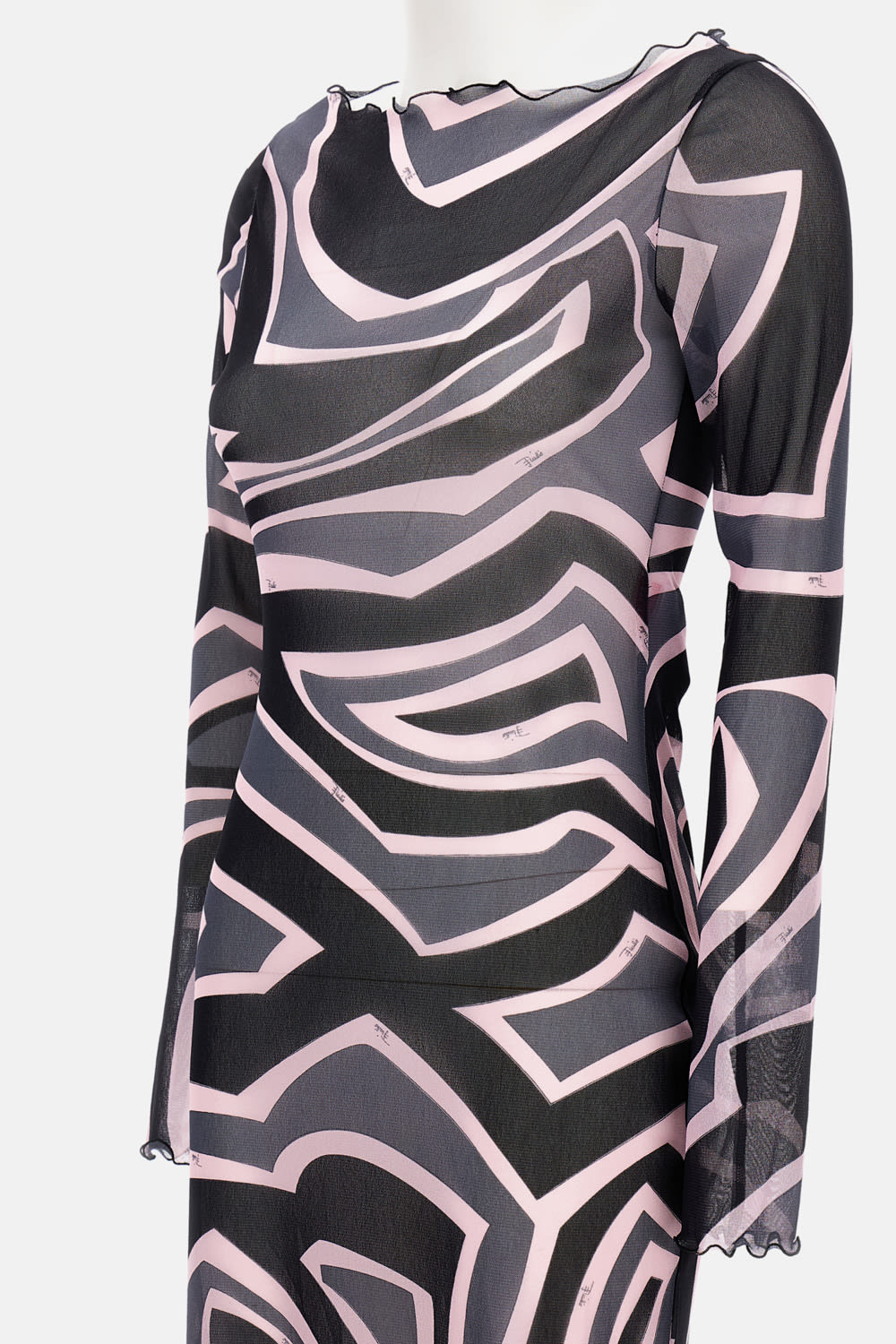 Pucci Maxi Dress With Abstract Pattern And Long Sleeves In Black