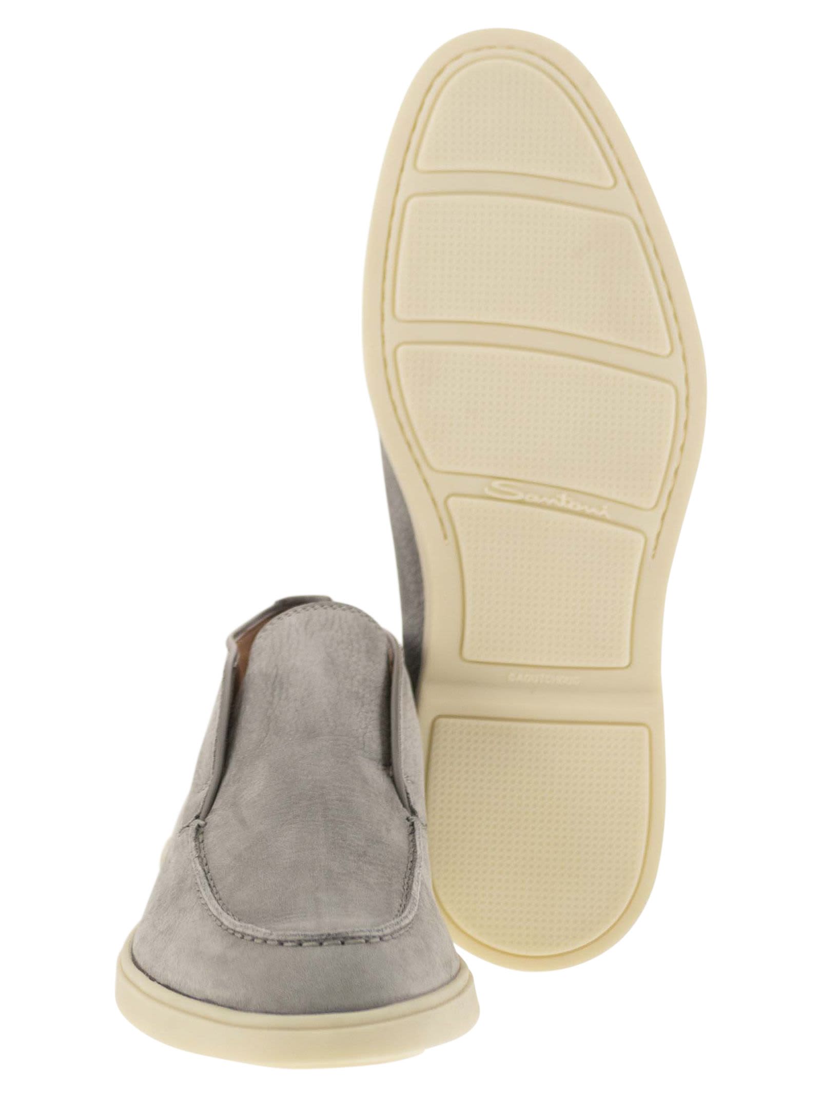 Shop Santoni Desert Boot In Nubuck In Light Grey