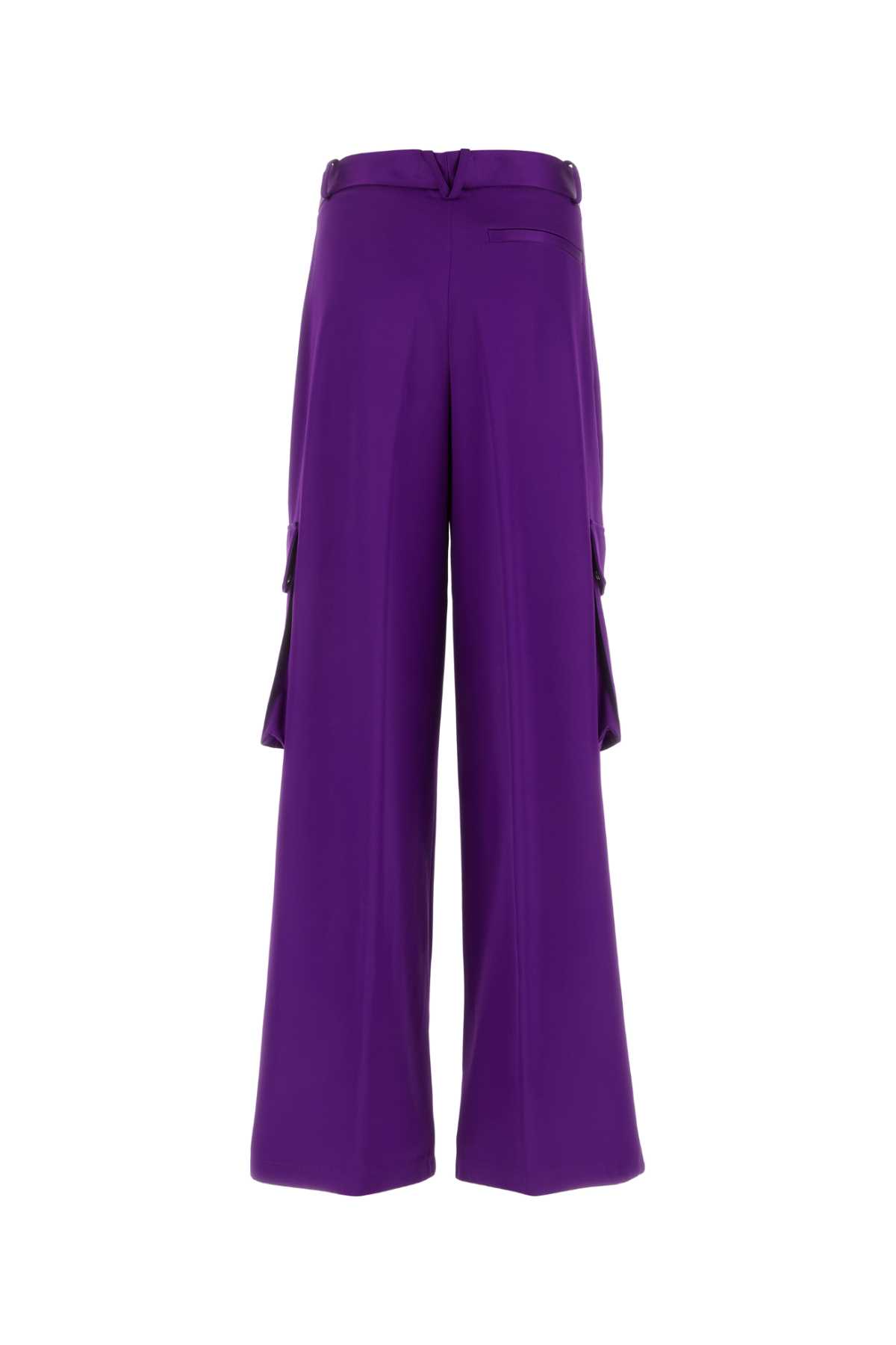 Shop Versace Purple Satin Cargo Pant In Brightdarkorchid