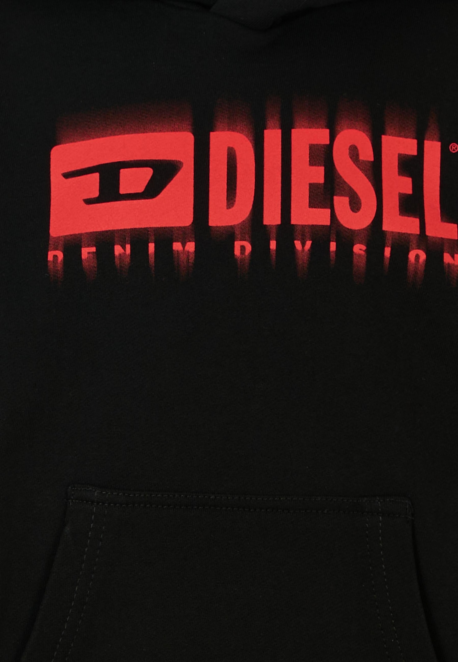 Diesel Felpa Con Cappuccio E Logo Degradé In Black