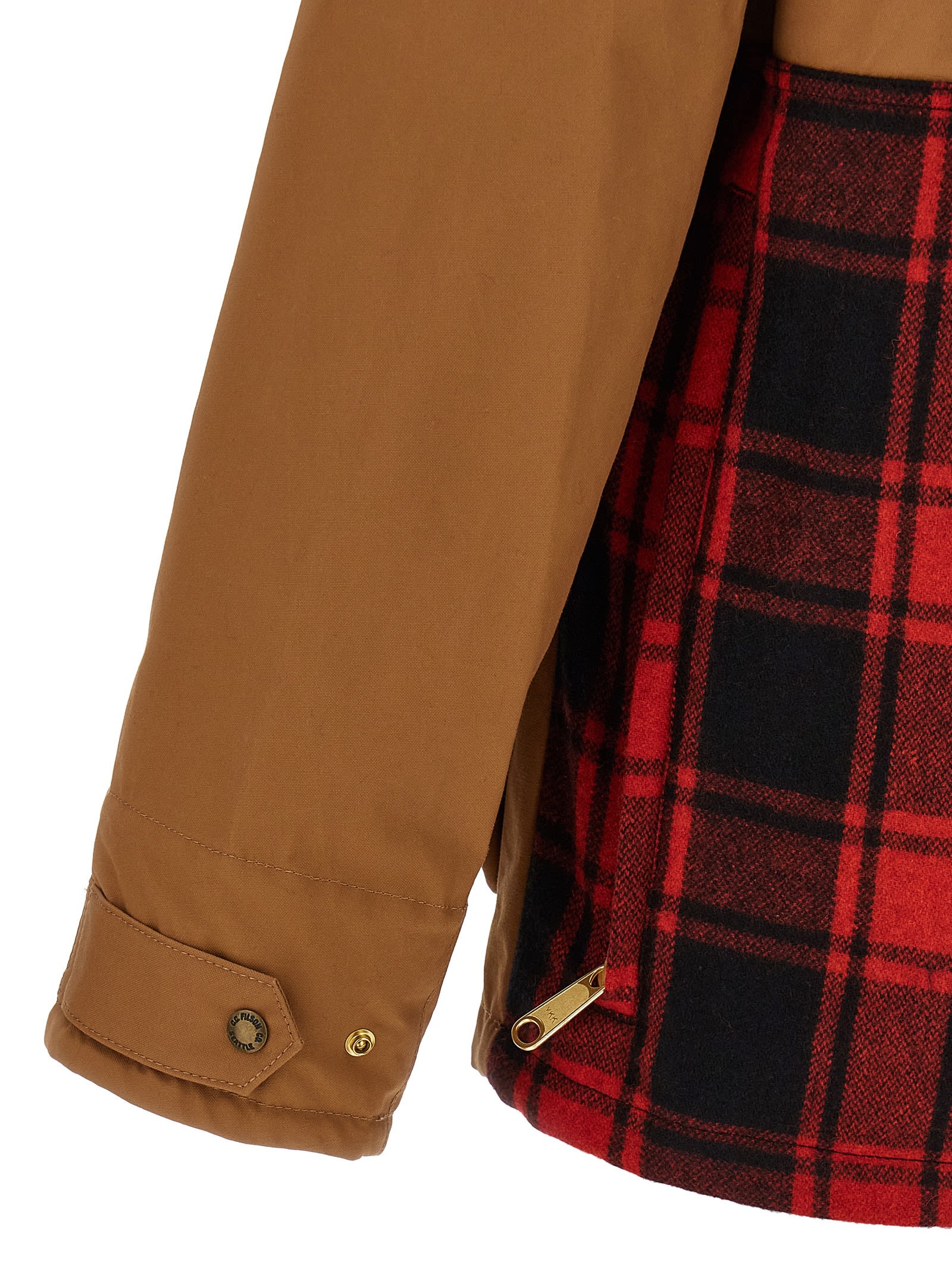 Junya Watanabe X Filson Corduroy-collar Check-insert Jacket In Brown