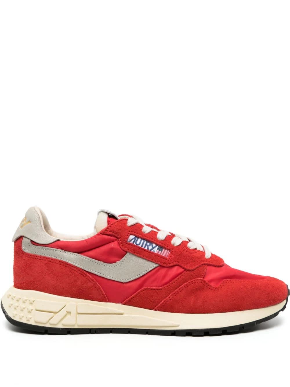 Autry Reelwind Low Nylon And Suede Sneakers In Red