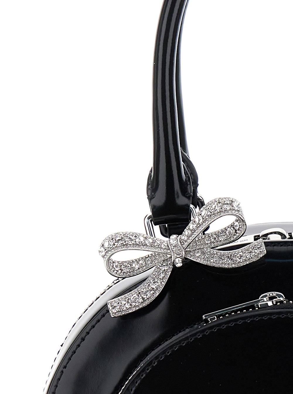 Shop Self-portrait Black Mini Handbag With Bows In Patent Leather Woman