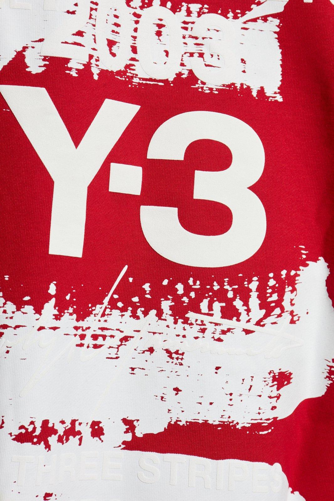 Y-3 Graphic Printed Drawstring Hoodie In Red