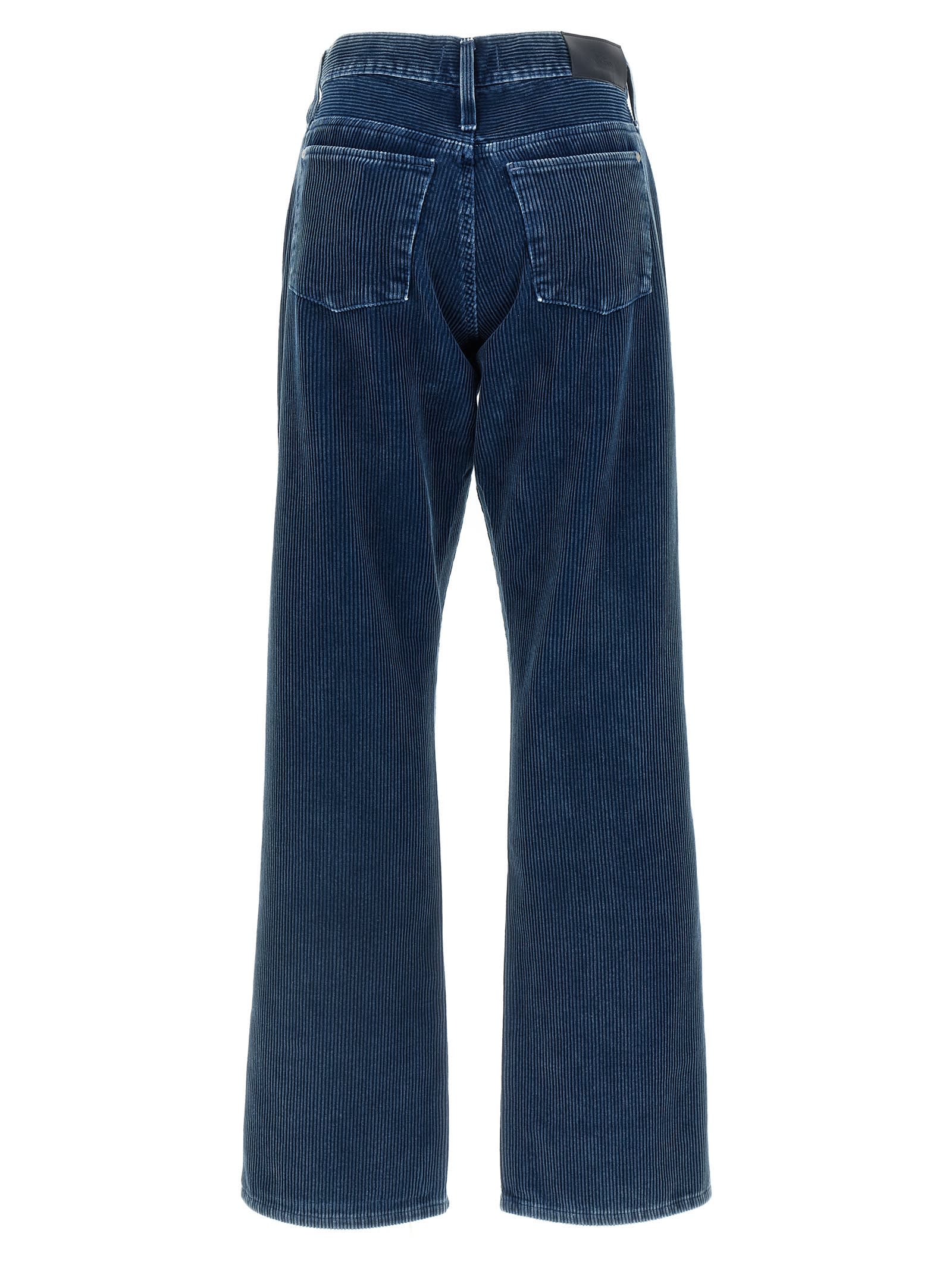 7 For All Mankind Corduroy Cotton Trousers In Blue