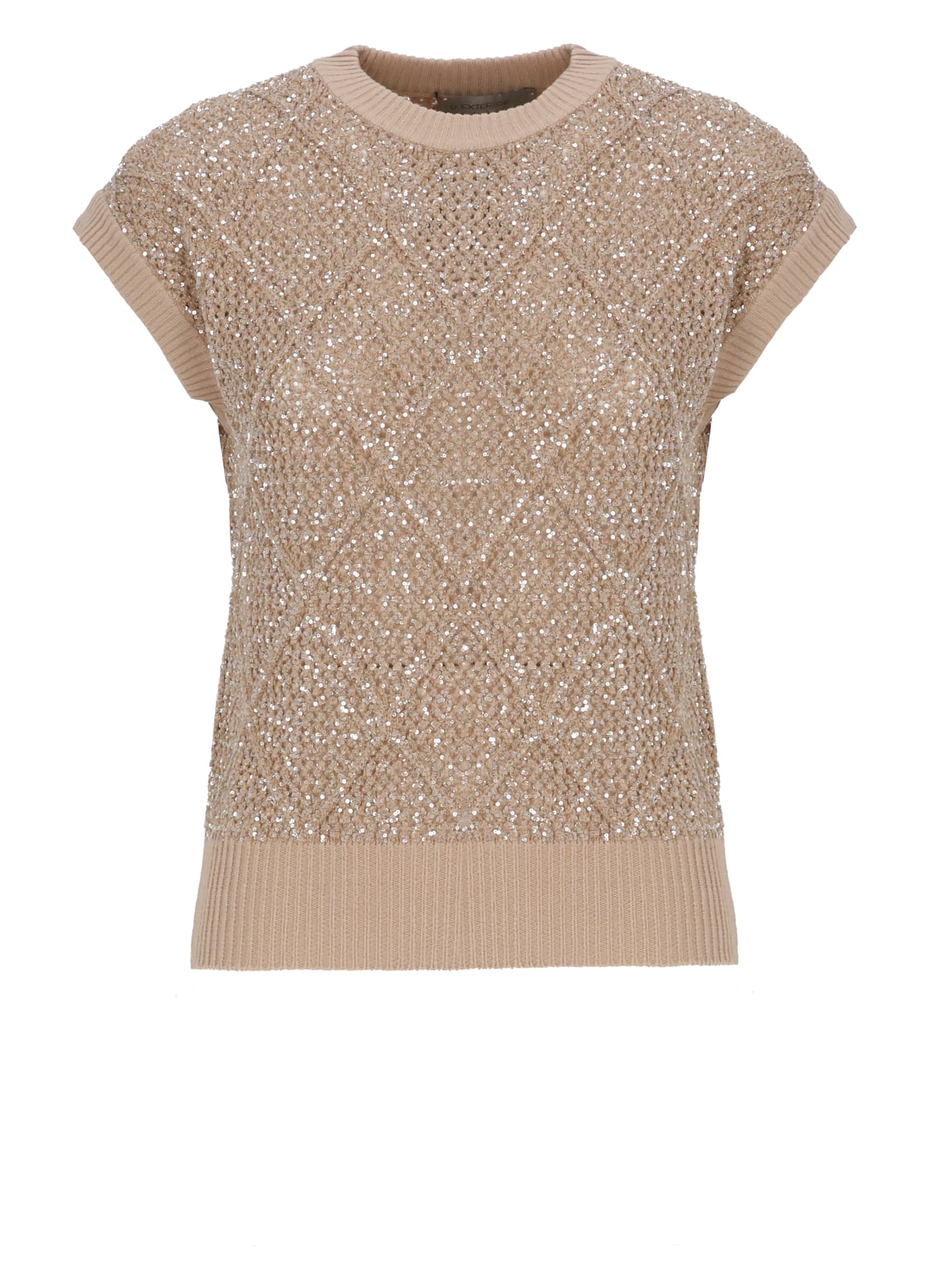 D Exterior Wool Blend Gilet In Nude