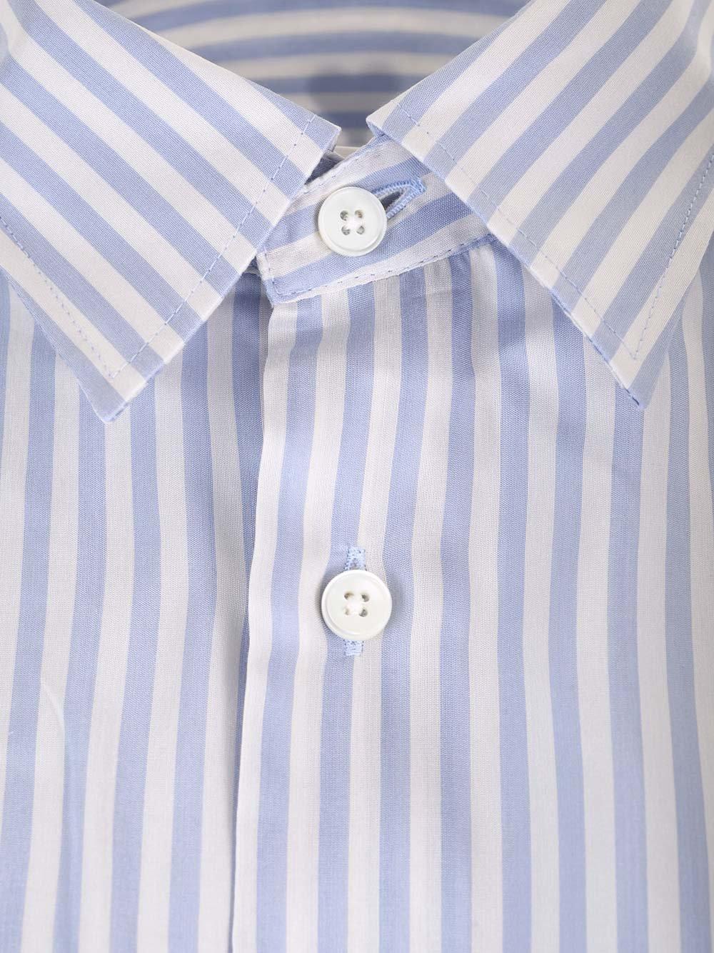 Shop Ami Alexandre Mattiussi Striped Button-up Shirt In Baby Blue