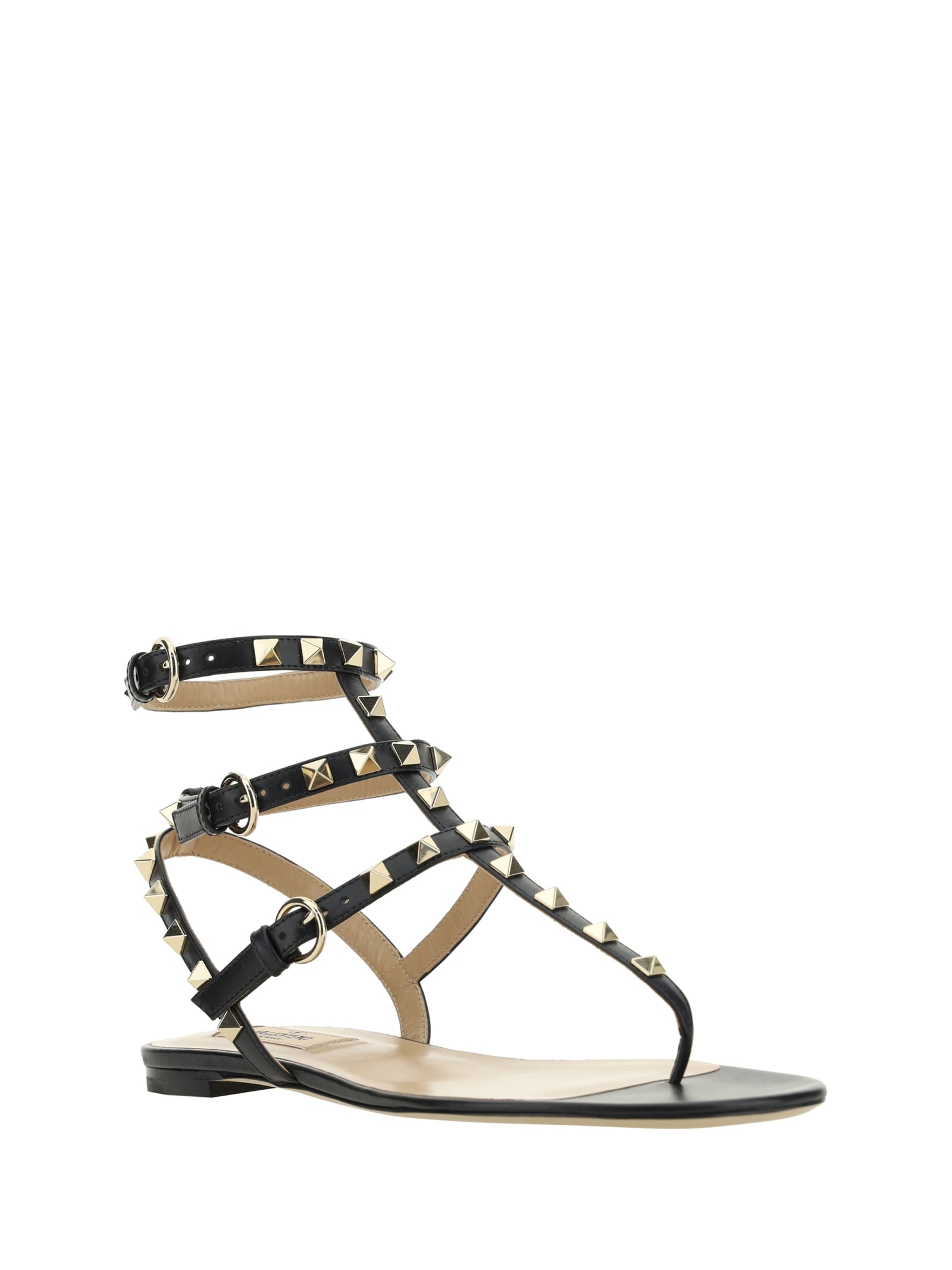 Shop Valentino Garavani Rockstud Sandals In Nero