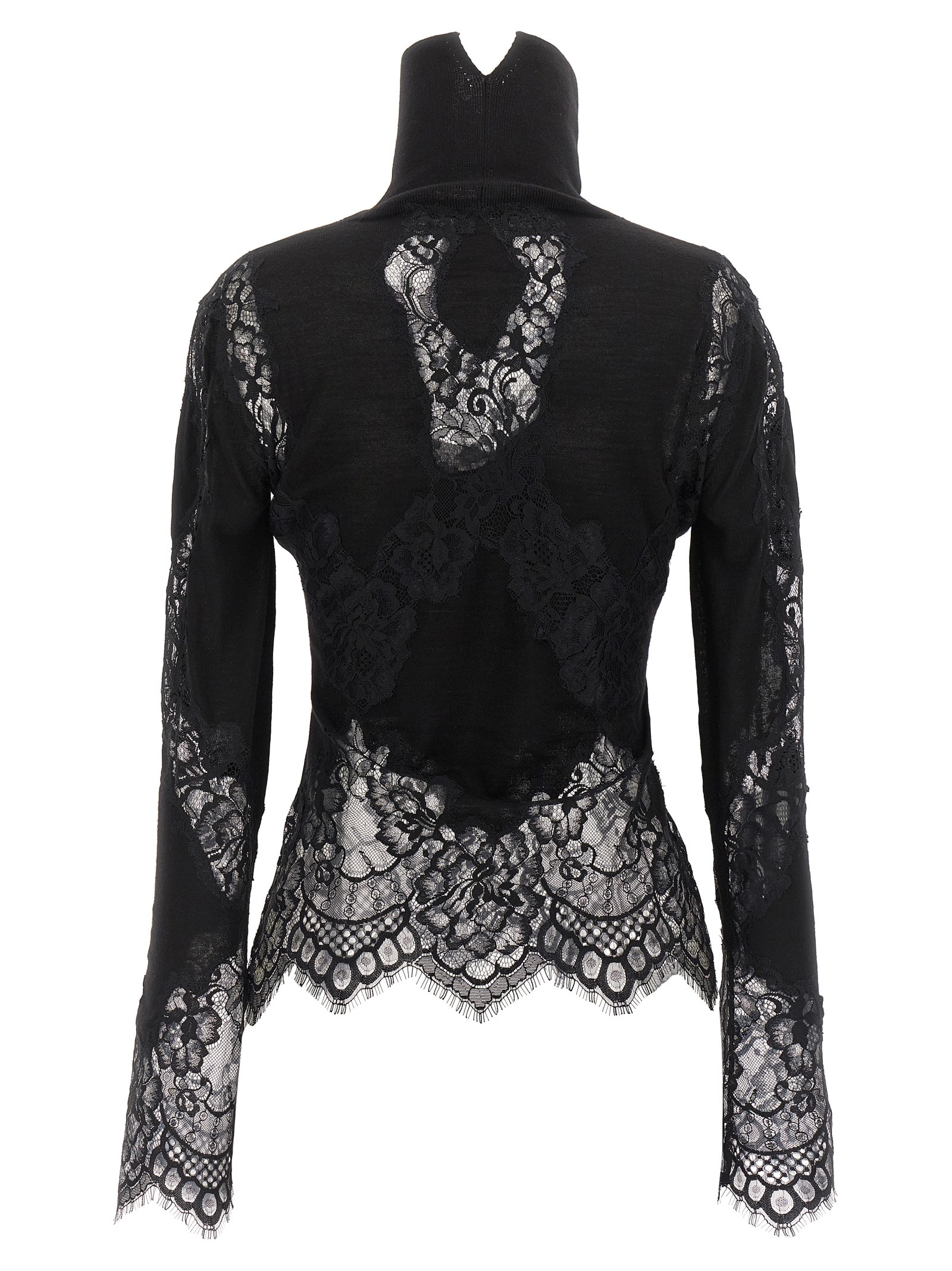Ermanno Scervino Lace Insert Sweater Sweaters And Cardigans Black In Black