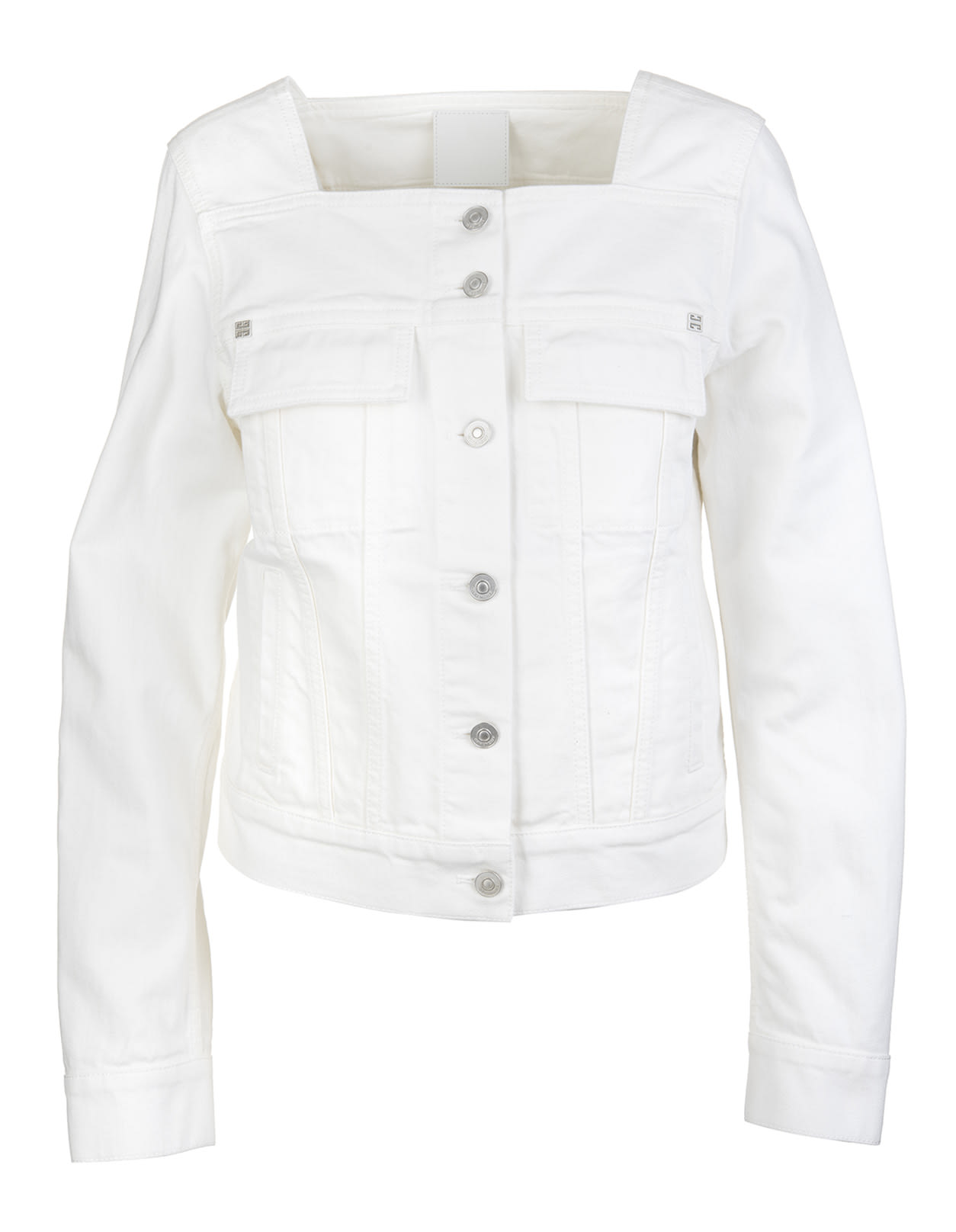 Givenchy Woman White Denim Jacket With Square Neckline