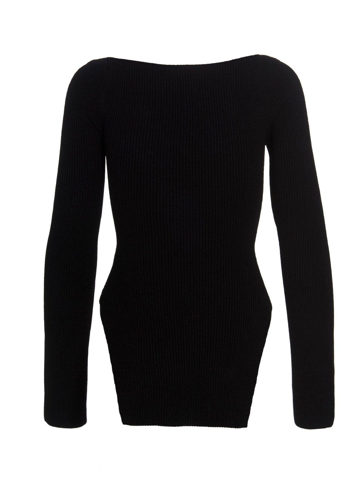 Shop Khaite Maddy Sculpted Knitted Top In Black