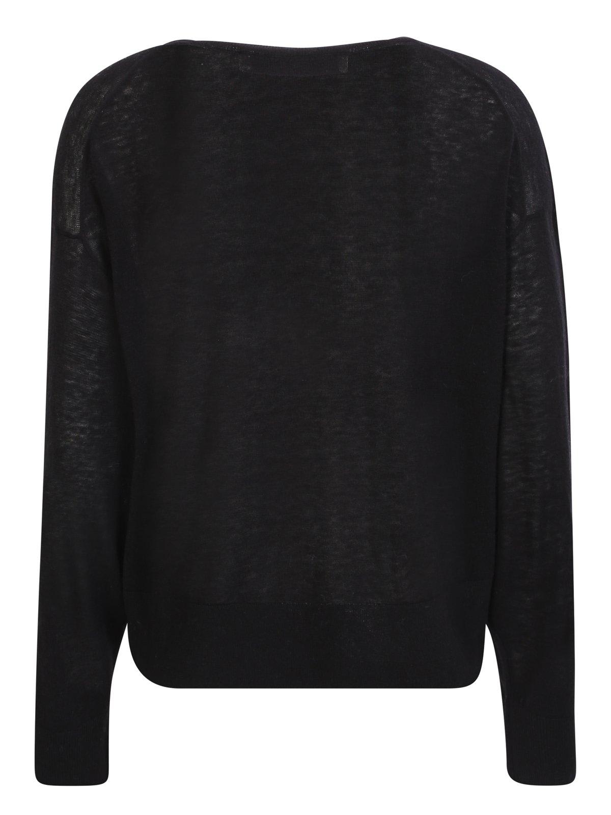 Shop Iro Haby Lace Detailed V-neck Sweater In Black