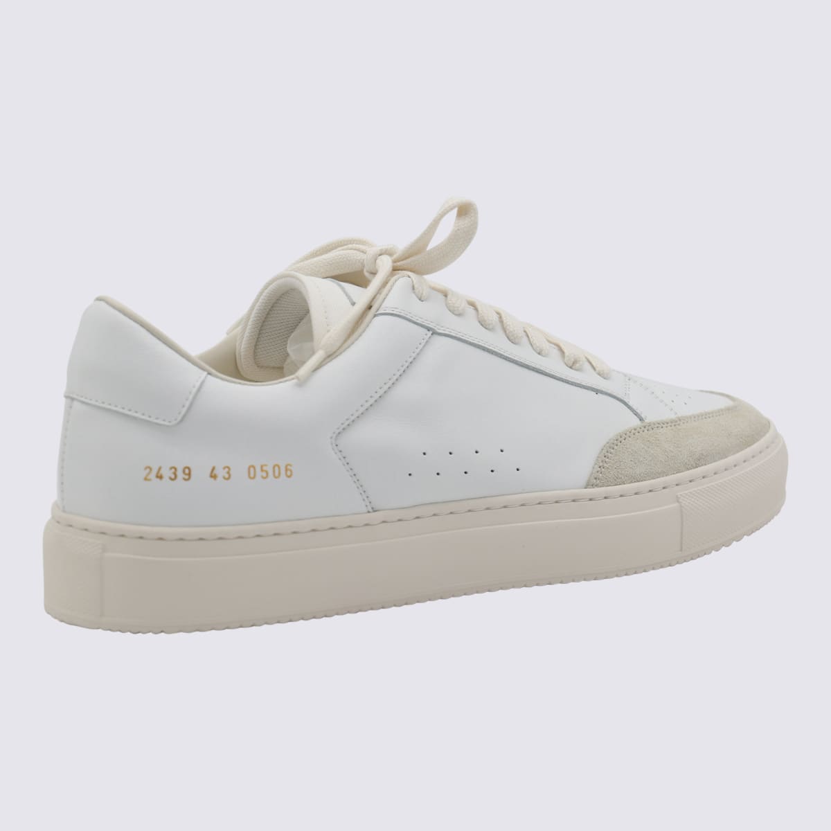 Shop Common Projects White And Beige Leather Sneakers