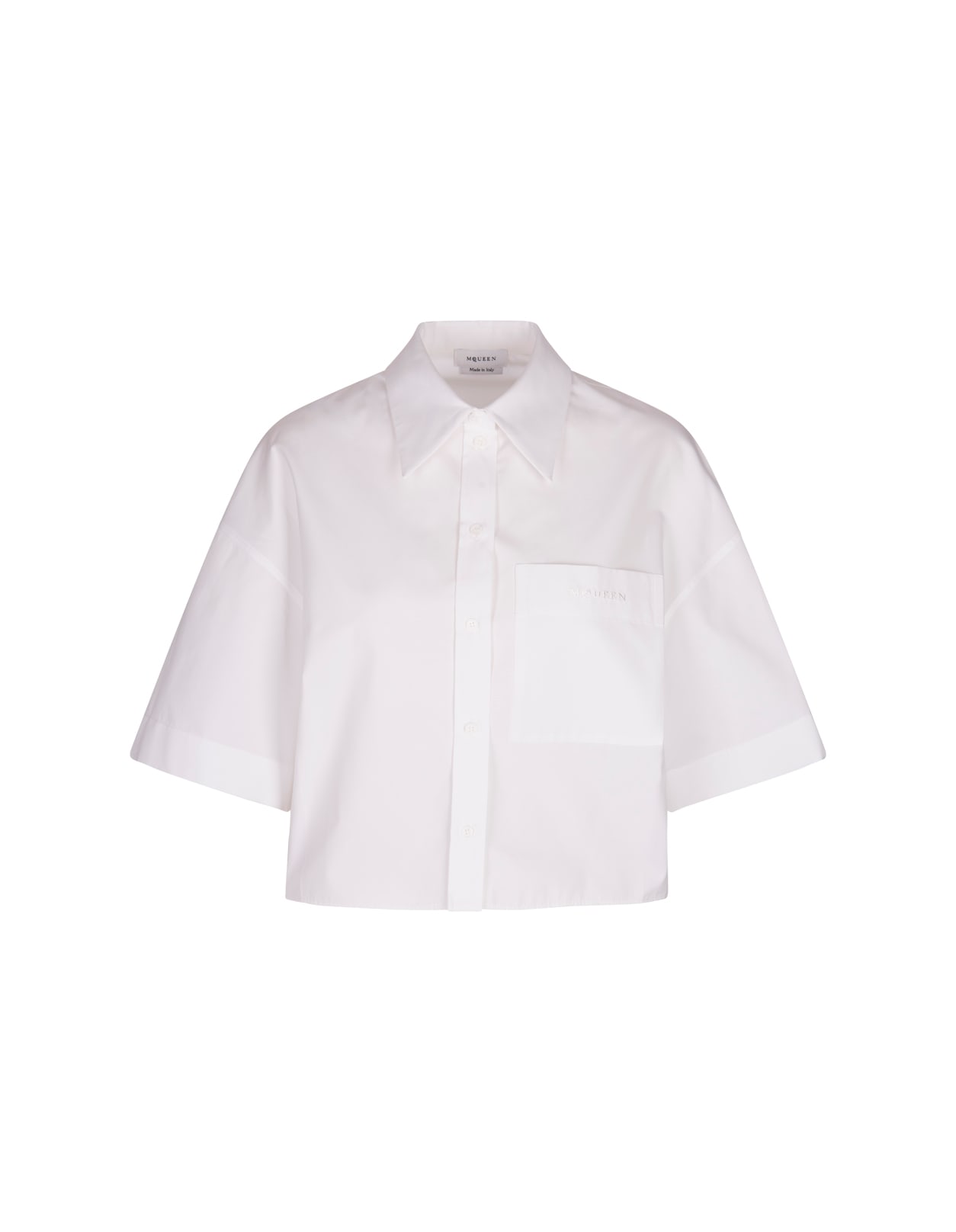 Shop Alexander Mcqueen Military Cropped Boxy Shirt In Optical White