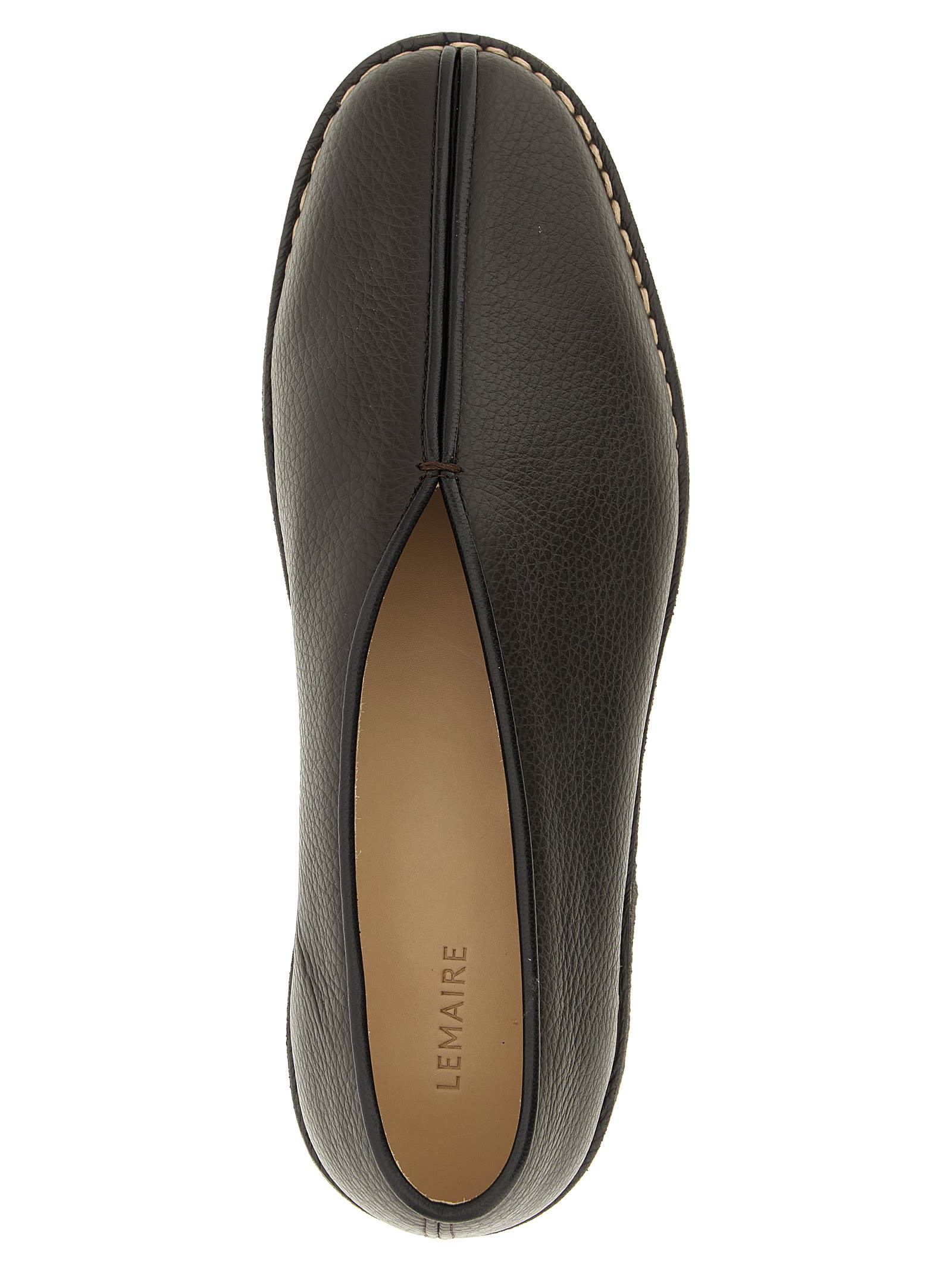 Lemaire Piped Crepe Slippers In Brown