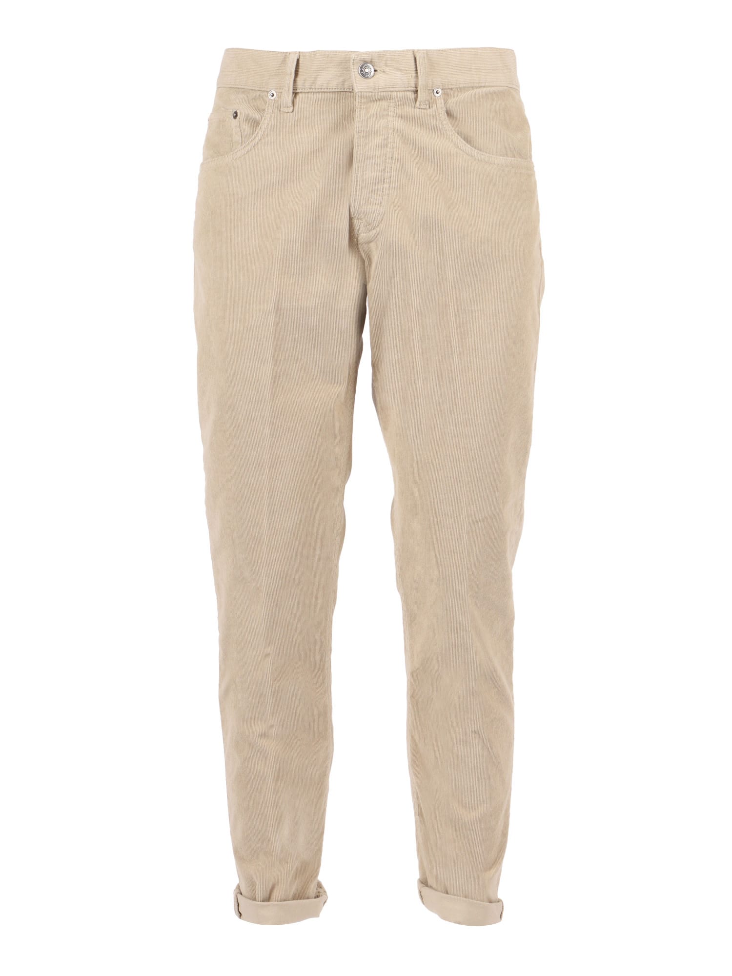Dondup Tailored Fit Cotton Blend Pants With Subtle Detailing In Gray