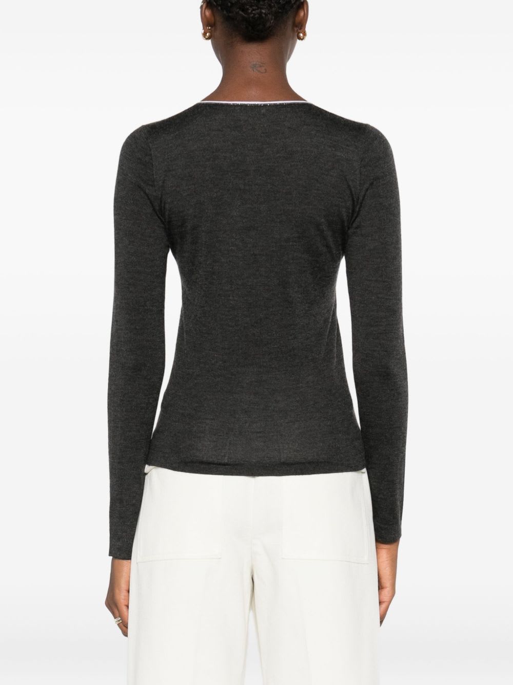 Brunello Cucinelli Cashmere And Silk V-necked Sweater In Black