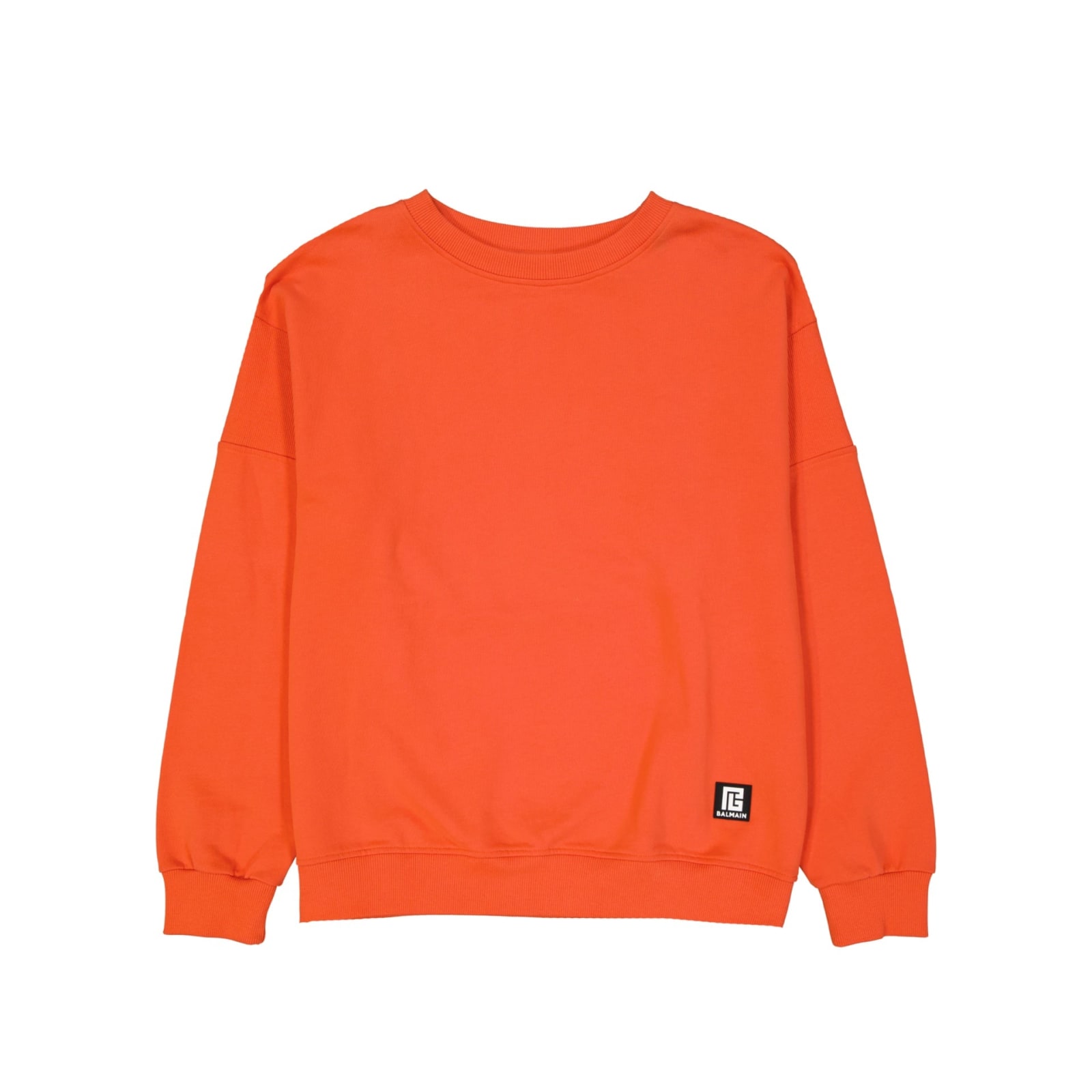 Shop Balmain Cotton Logo Sweatshirt In Orange