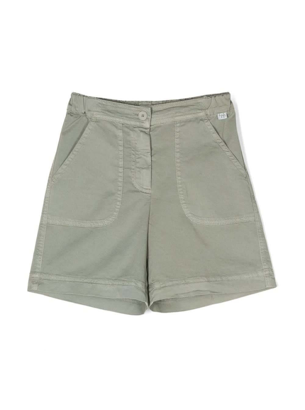 Shop Il Gufo Khaki Green Bermuda Shorts In Cotton Girl
