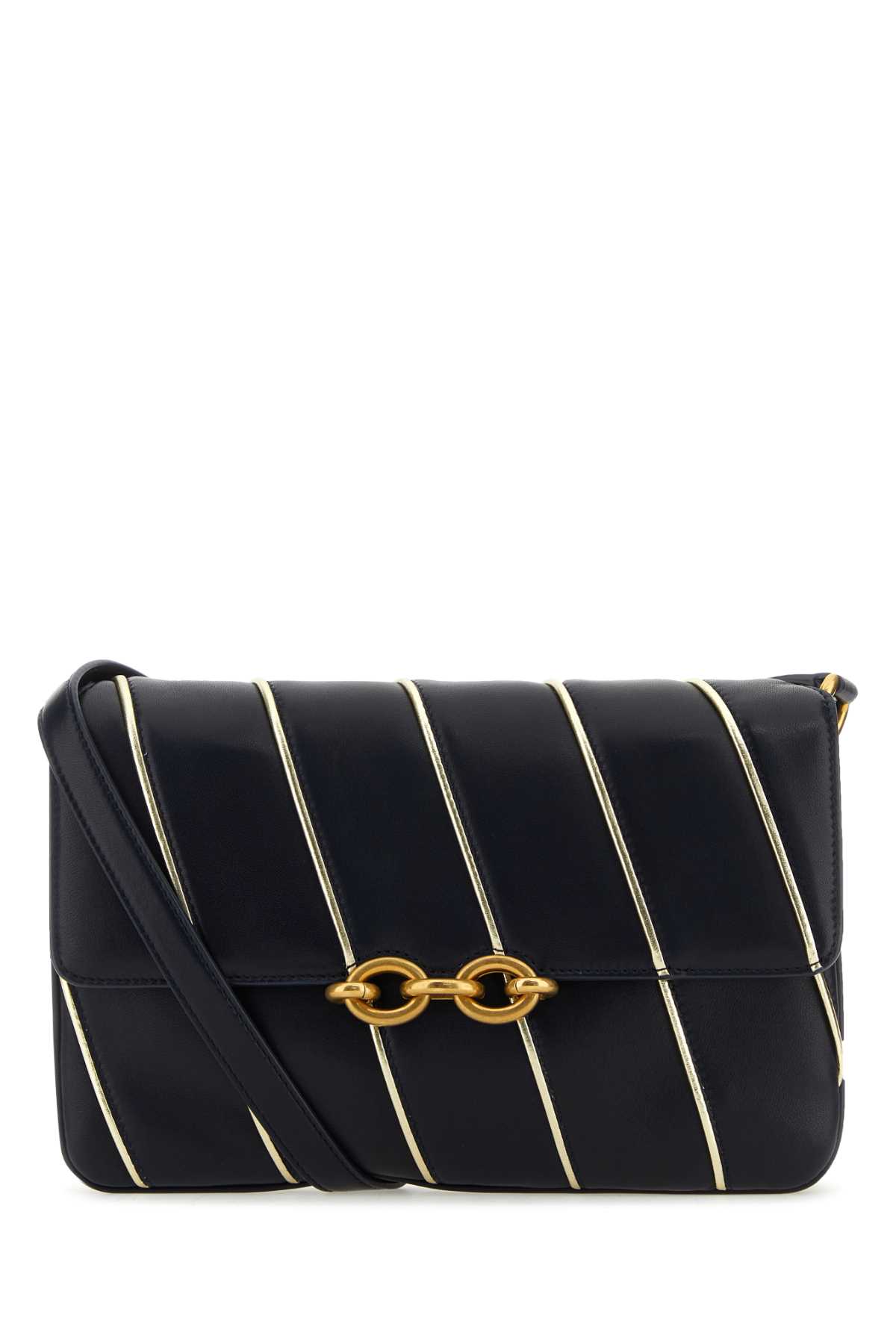 Shop Saint Laurent Two-tone Leather Le Maillon Shoulder Bag In Deepmarineplator