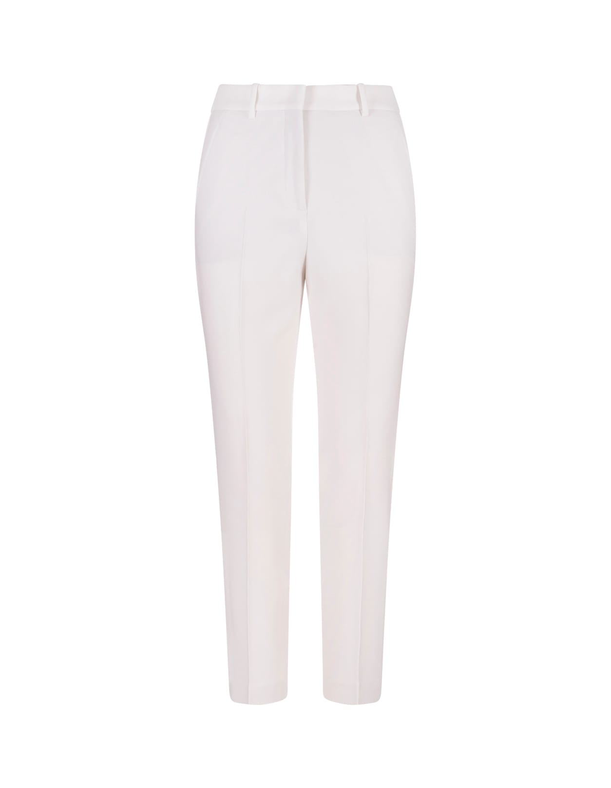 White Stretch Wool Tailored Trousers