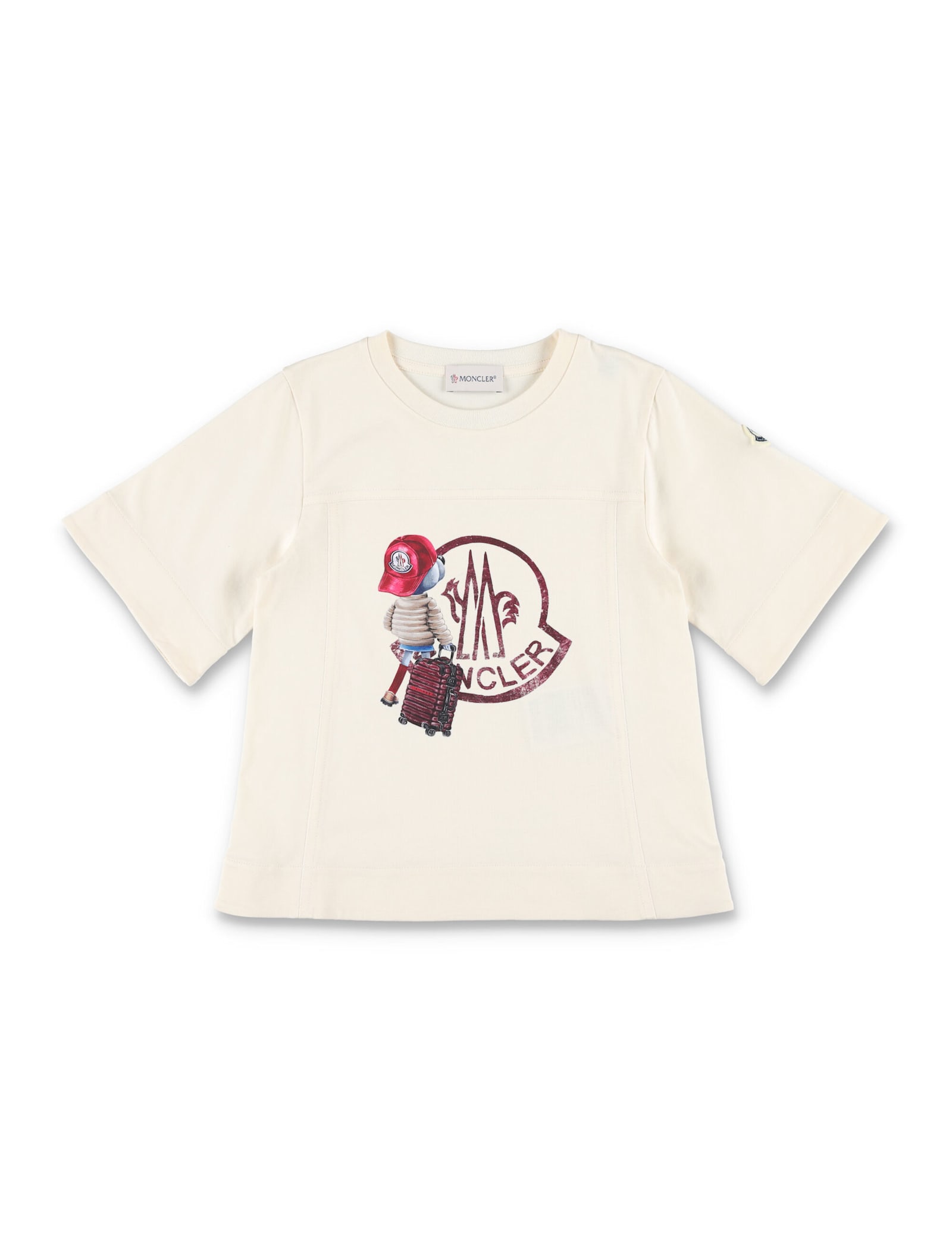 Moncler Kid - Teddy Bear Logo Motif Cotton T-shirt In White