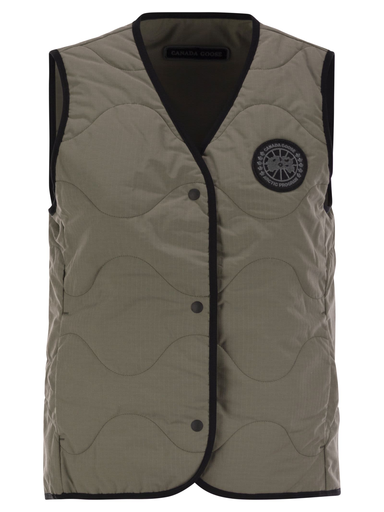 Shop Canada Goose Annex Liner - Vest With Black Badge In Sage