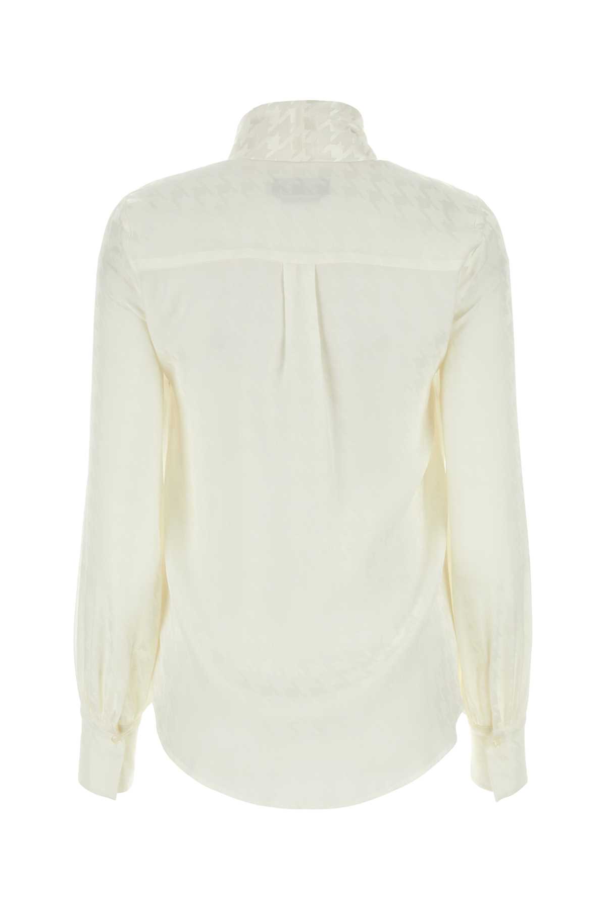 Msgm Ivory Satin Shirt In Offwhite02