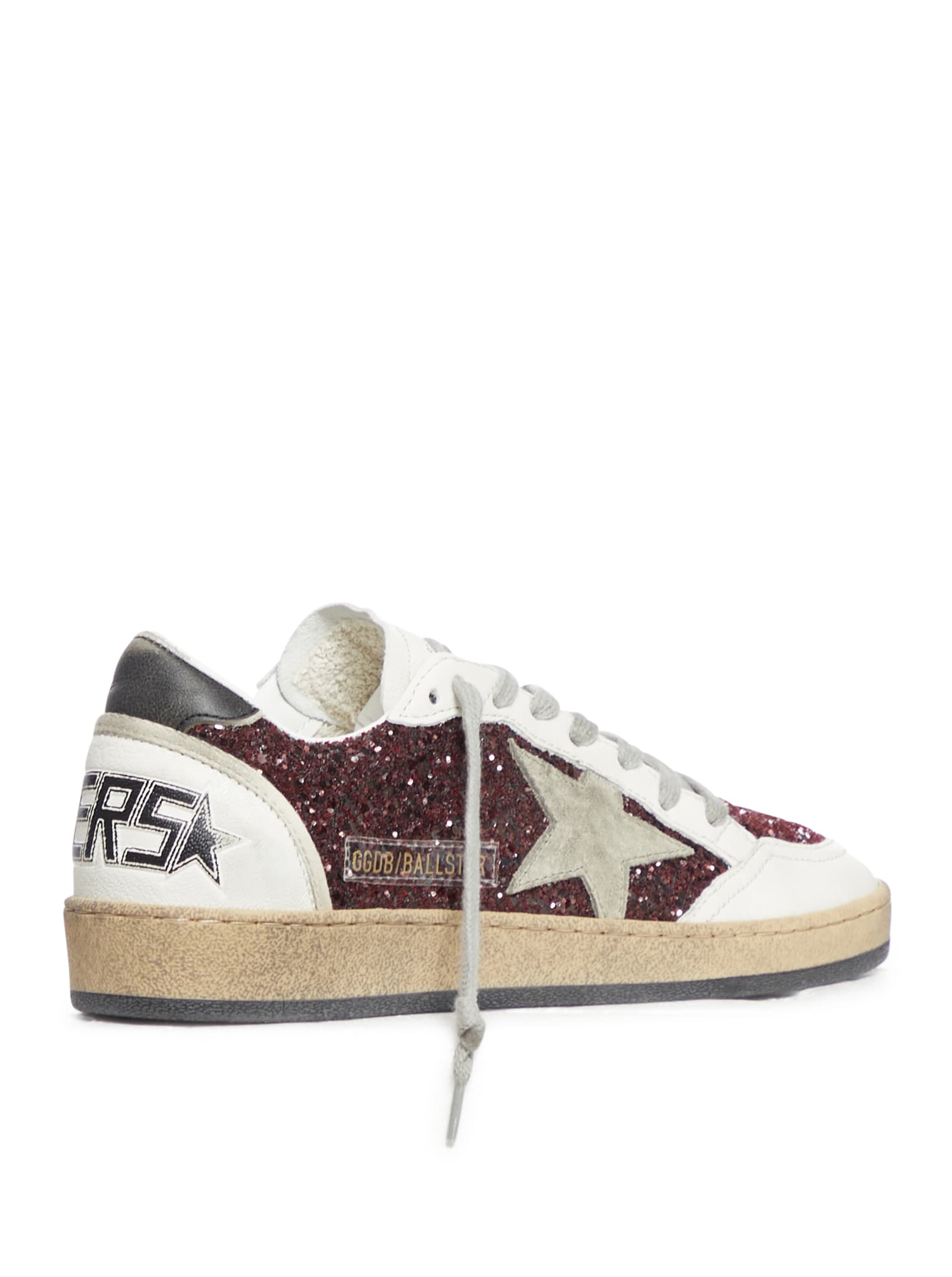 Shop Golden Goose Ball Stars Sneakers In Bordeaux White Ice Black