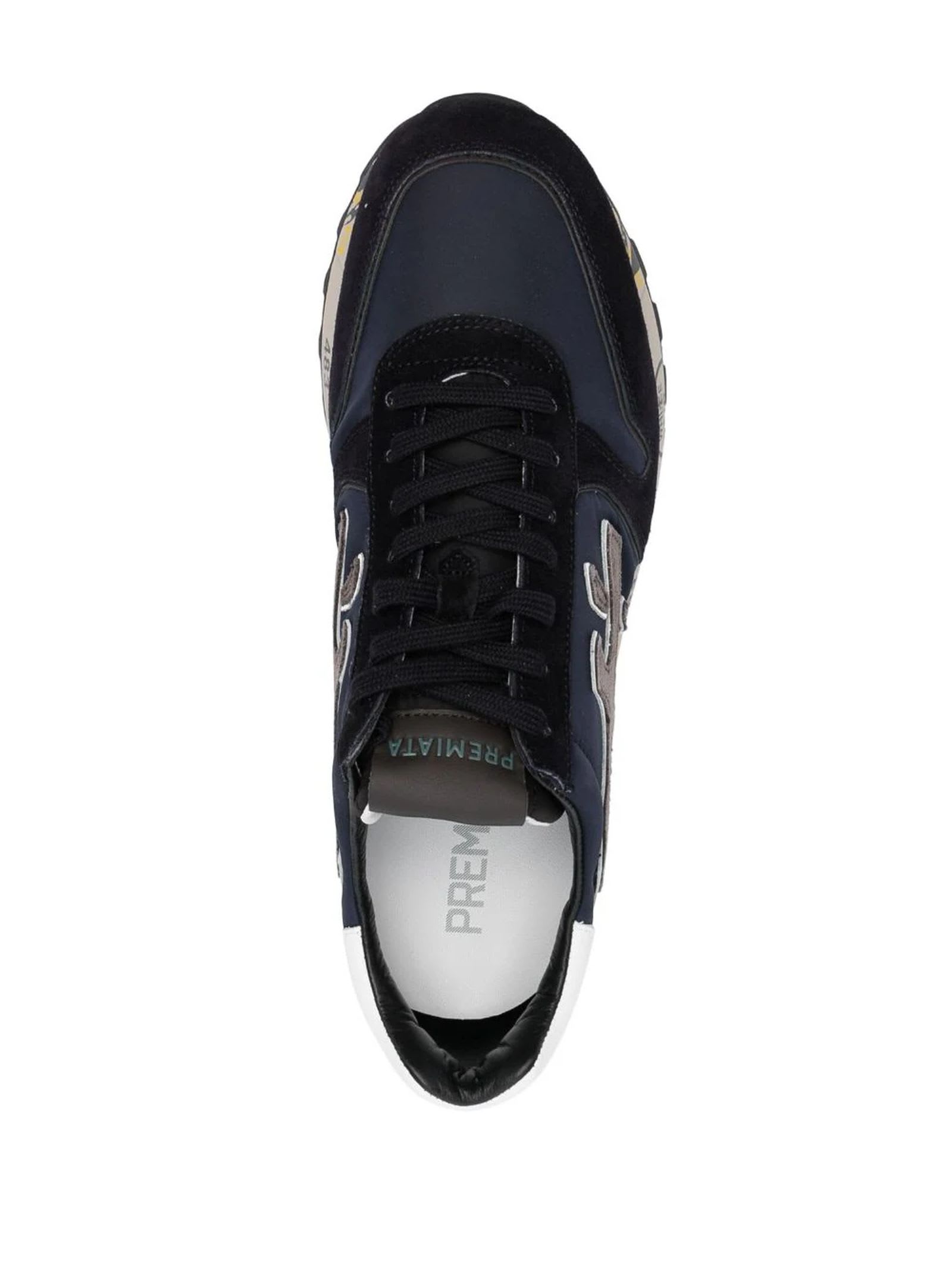 Shop Premiata Navy Blue Mick Low-top Sneakers