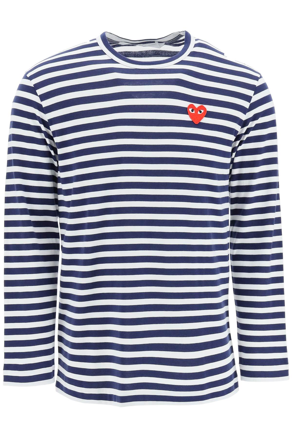 Shop Comme Des Garçons Play Striped Long Sleeve T-shirt In White/blue