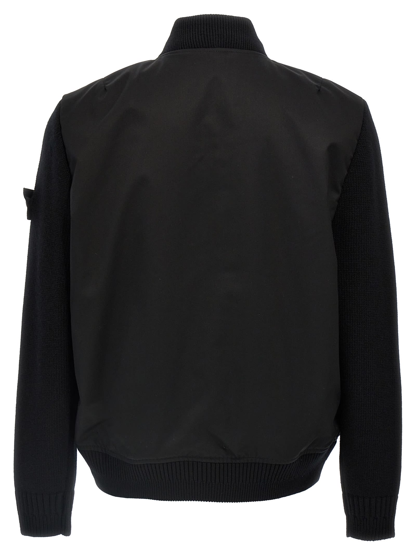 Shop Stone Island Performance Twill Wool Bomber Jacket In Black