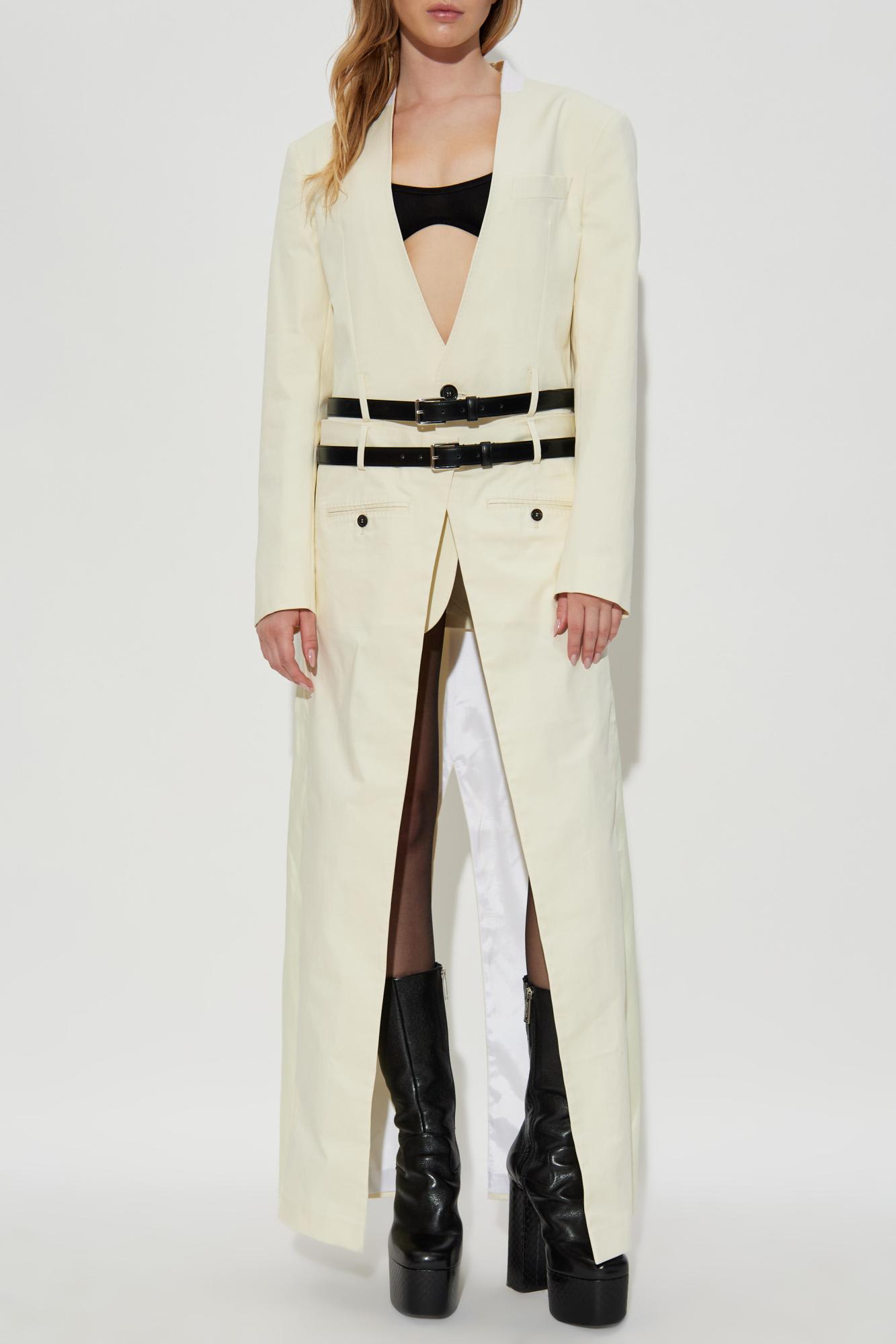 Dsquared2 Double-breasted Coat Featuring Belt Detail In Neutral