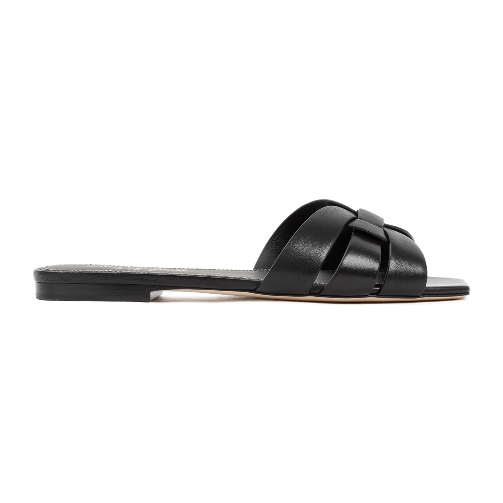 Saint Laurent Tribute 05 Leather Nu Pieds Flat Sandals In Black