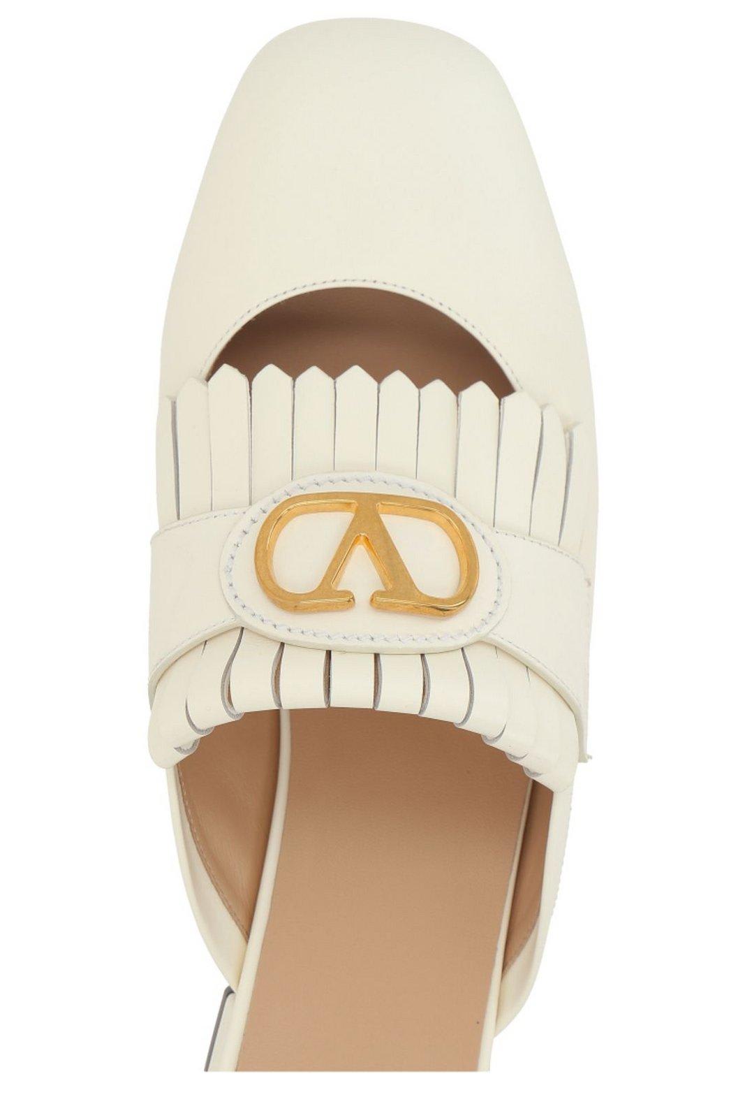 Valentino Vlogo Signature Leather Slippers In Ivory
