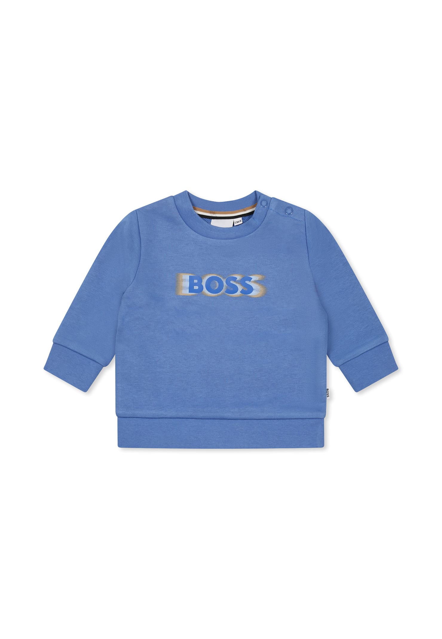 Hugo Boss Blue Sweatshirt For Baby Boy With Logo In Light Blue