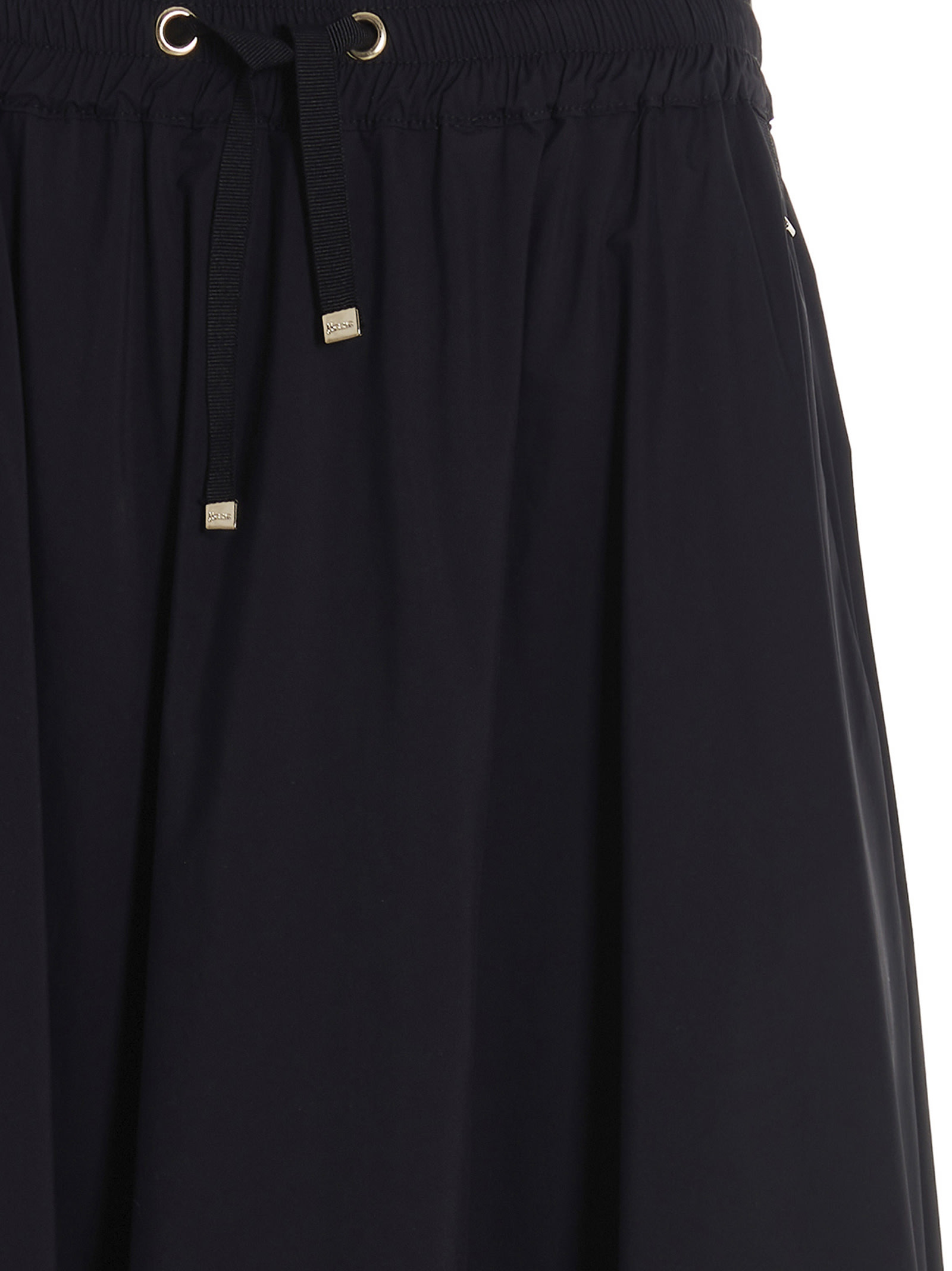 Shop Herno Drawstring Waist Flare Pleated Skirt In Nero
